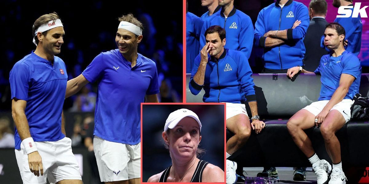 Rafael Nadal and Roger Federer at the 2022 Laver Cup.