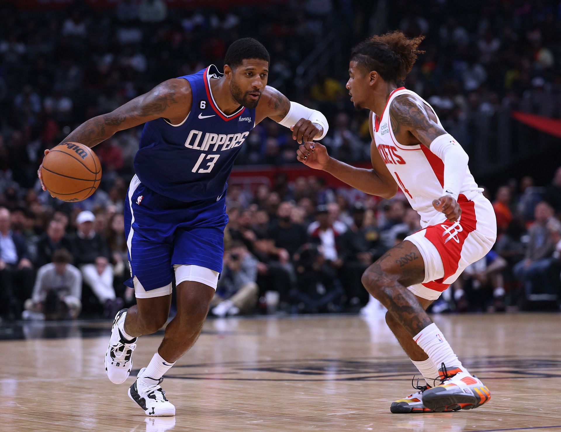 Paul George in action against the Houston Rockets.