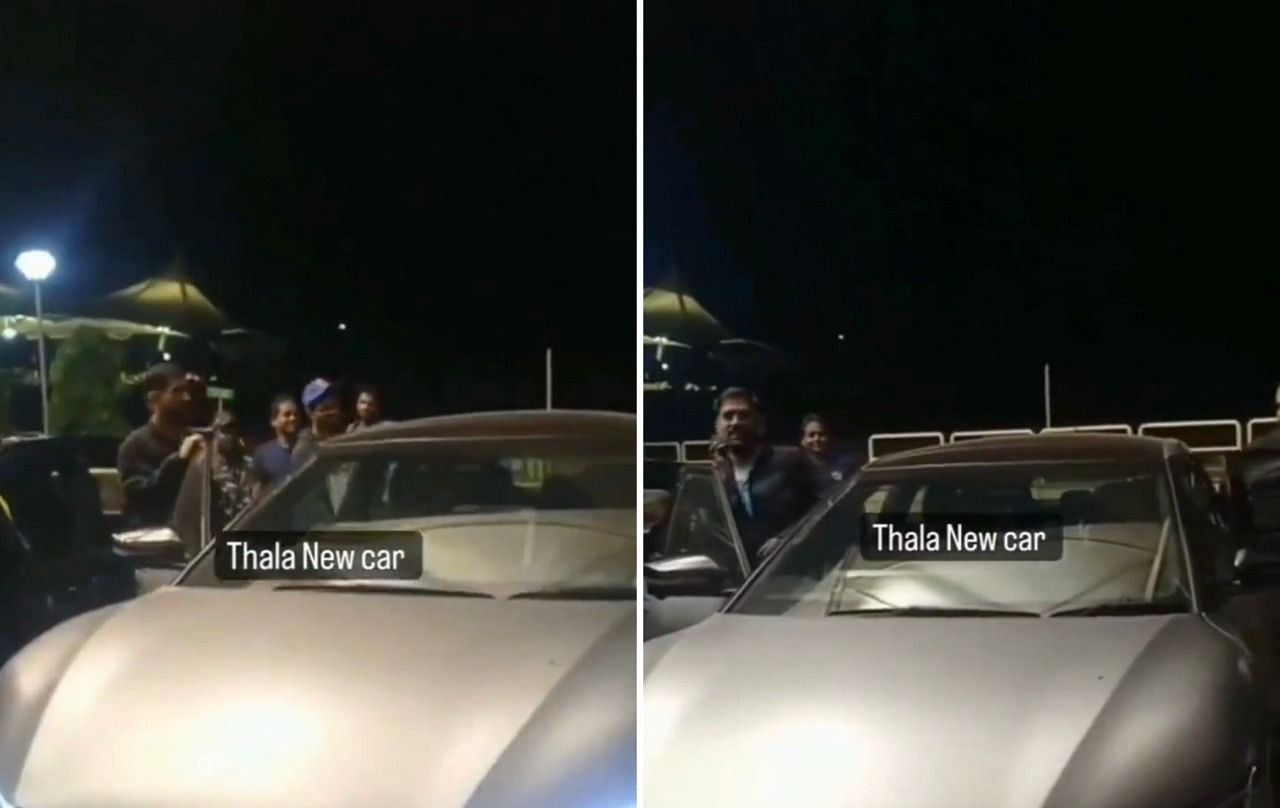 MS Dhoni with his new car. (Pics: Twitter)