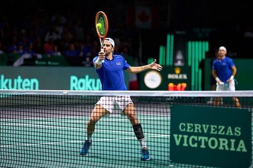 Bolelli in action at the Davis Cup Finals 2022