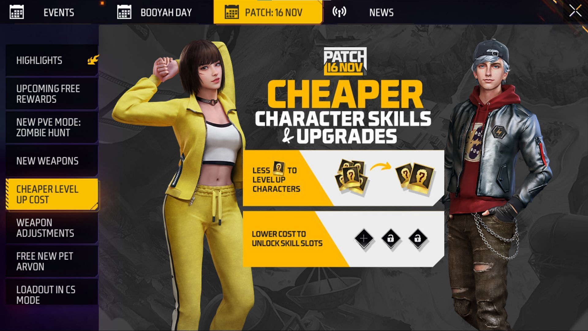 Cheaper level-up cost (Image via Garena)