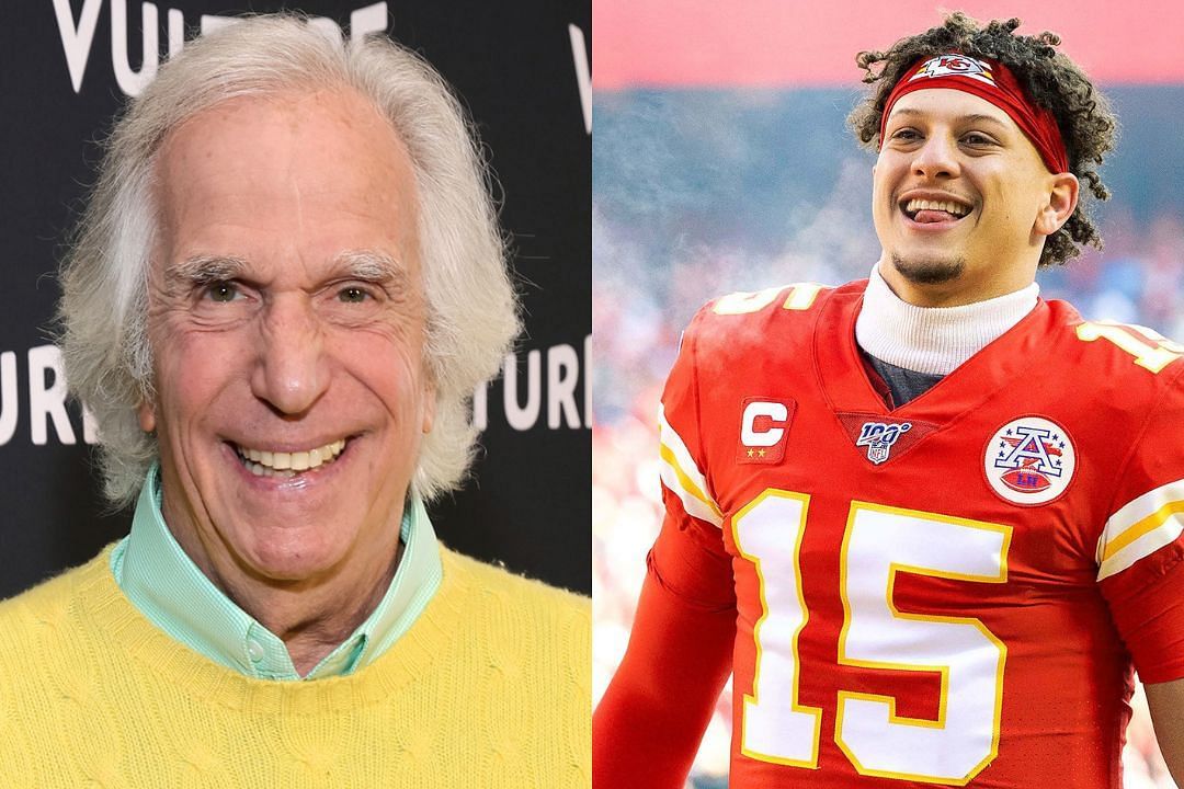 Actor and Chiefs fan Henry Winkler (l) and Chiefs QB Patrick Mahomes (r)