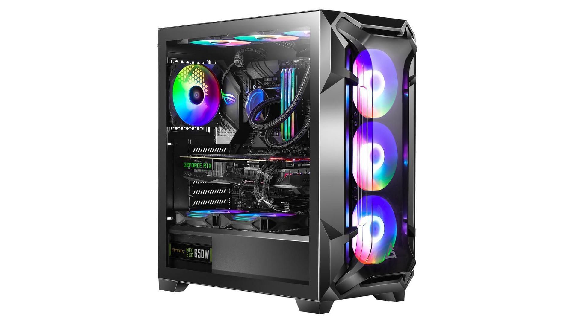 The Antec Dark League DF600 FLUX mid-tower ATX gaming case (Image via Newegg)