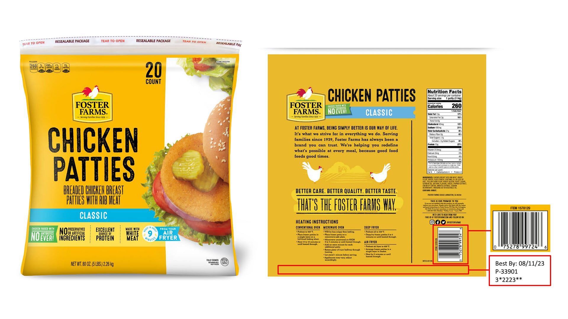 Costco chicken patties recall 2022 Best by date, lot code, and