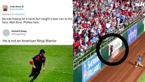 MLB fans mock pitch invader's vain effort to evade security by scaling a wall during WS Game 5