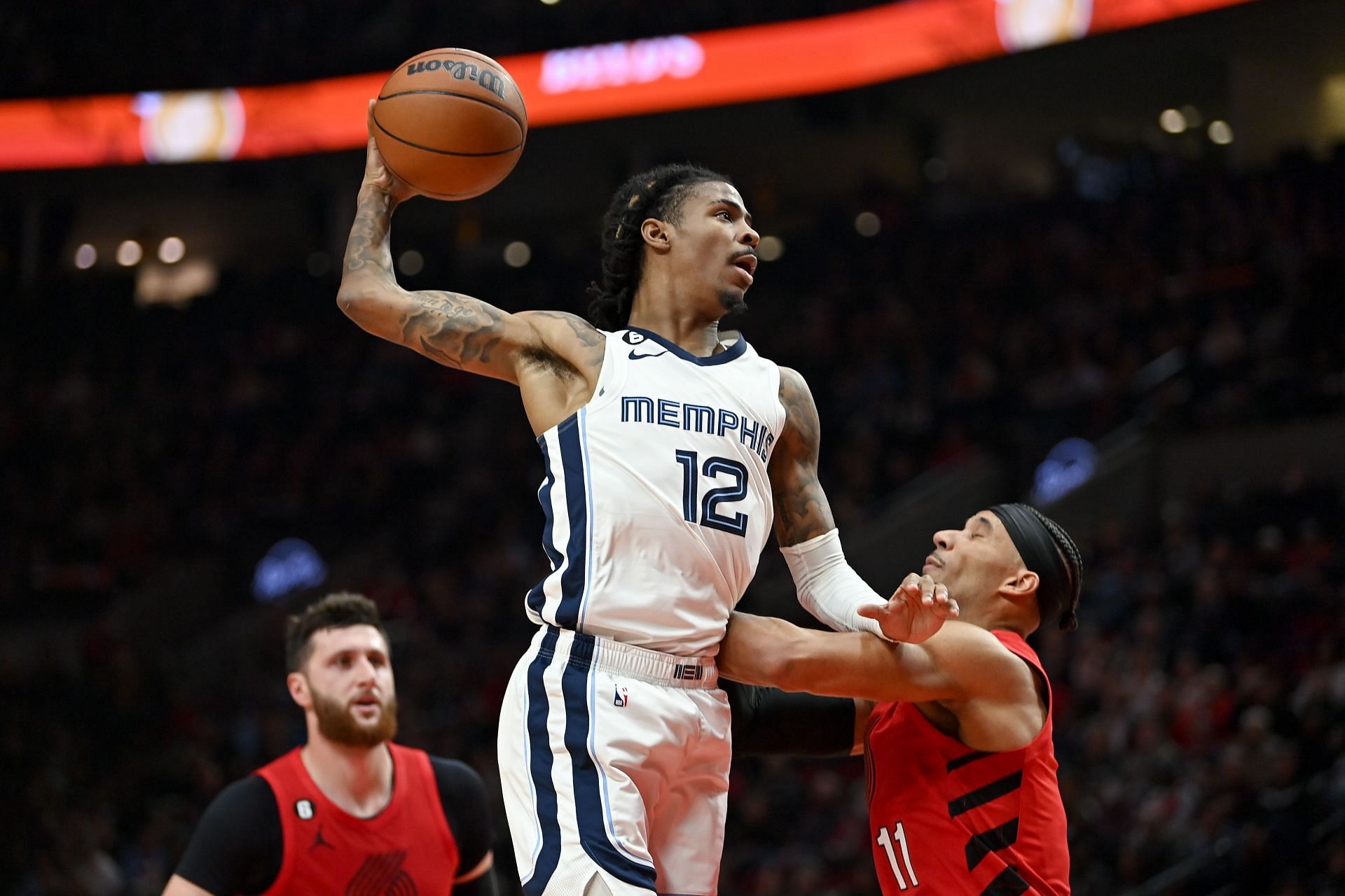 Memphis Grizzlies All-Star point guard Ja Morant elevates during their game against the Portland Trail Blazers