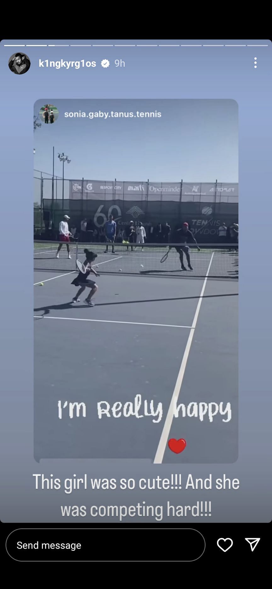 Kyrgios playing tennis with a young girl
