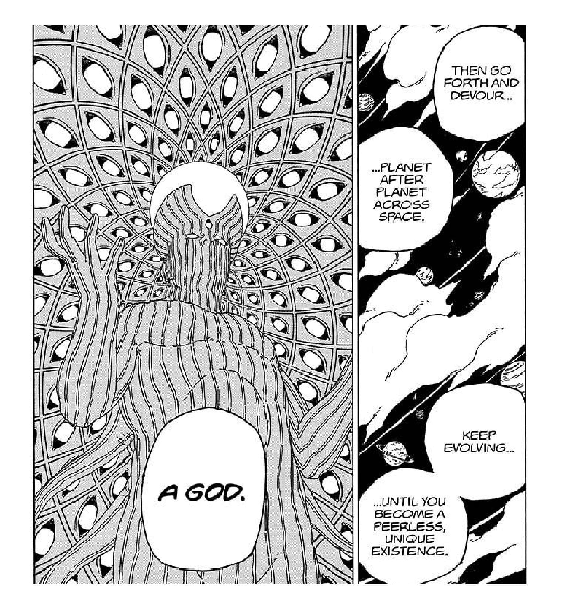 Isshiki&#039;s description of an Otsutsuki god (Image via Masashi Kishimoto/Shueisha)