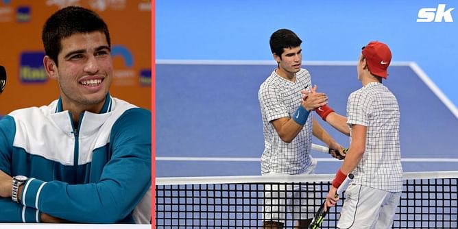 Carlos Alcaraz reacts to meeting childhood doubles partner and Next Gen rival Holger Rune in 2022 Paris Masters quarterfinals