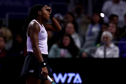 Coco Gauff in action at the 2022 WTA Finals.