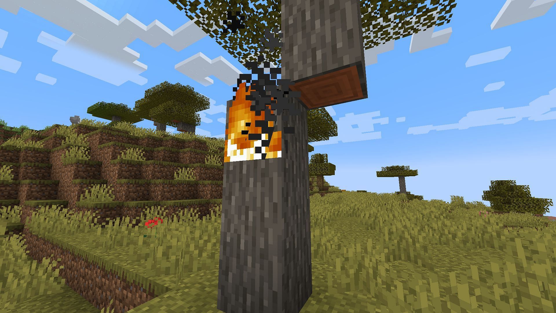 Fire tick needs to be disabled in order to stop fire from spreading in Minecraft (Image via Mojang)