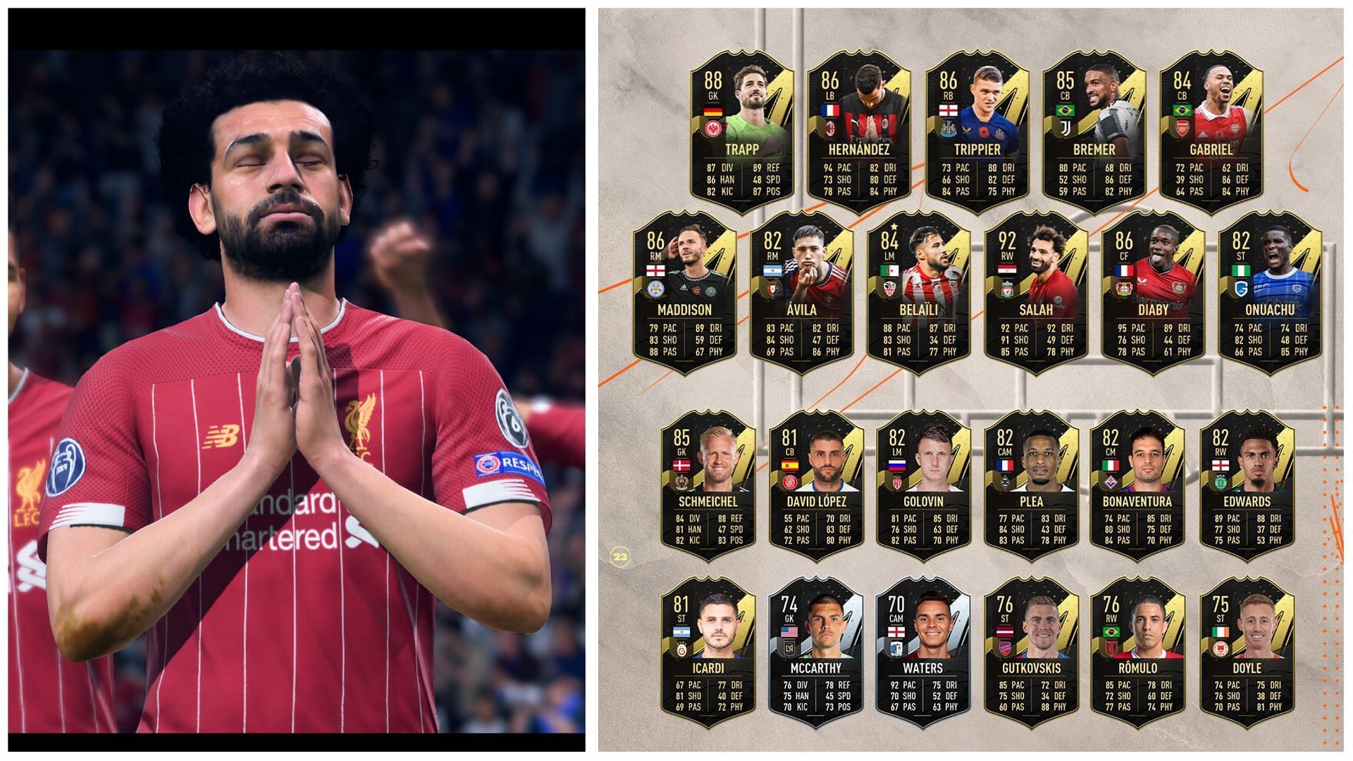 Mohammed Salah is included in TOTW 8 of FIFA 23 (Images via EA Sports)