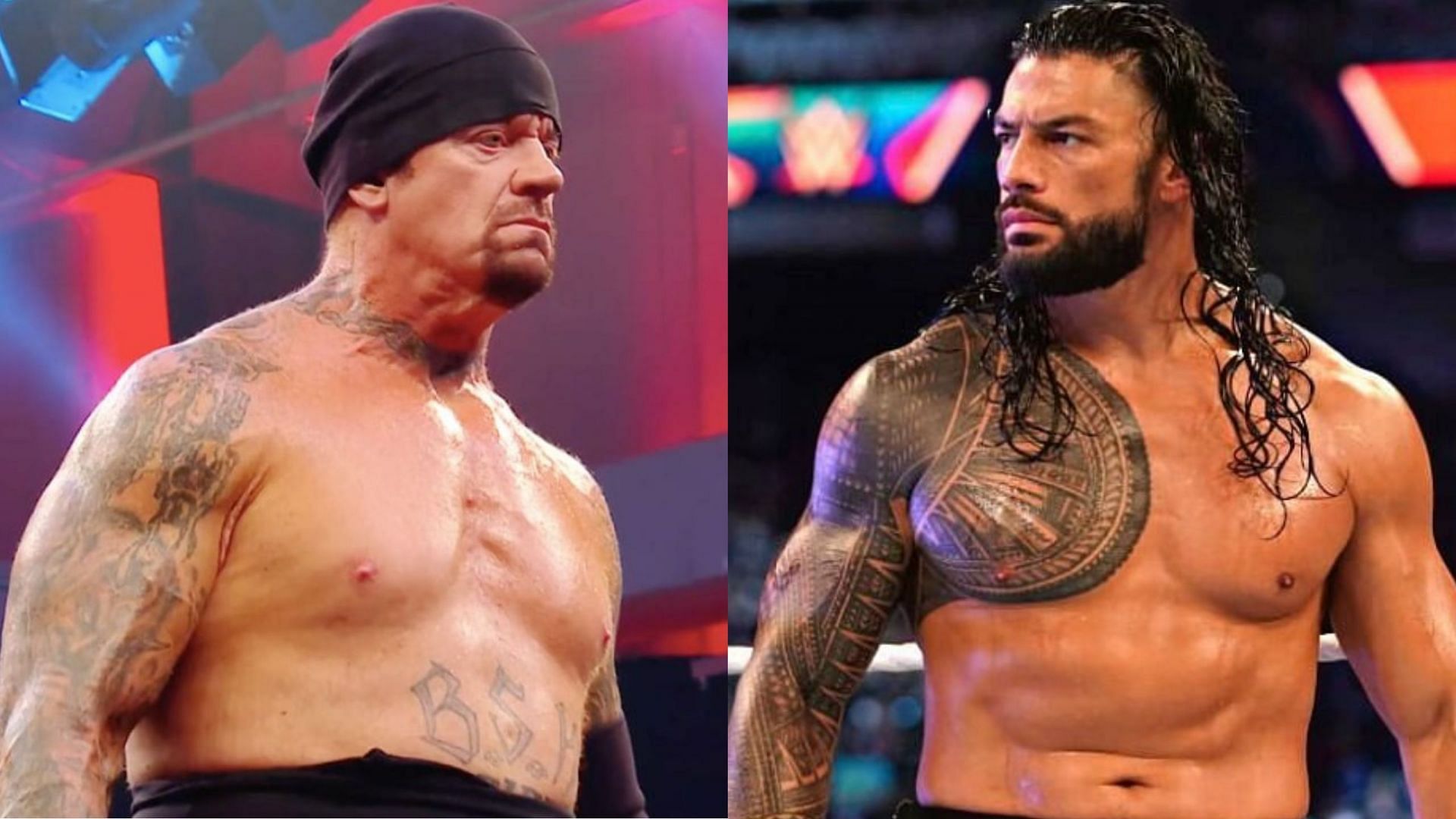 The Undertaker (left); Roman Reigns (right)