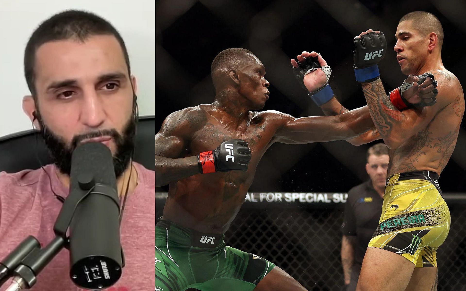 Firas Zahabi (left) &amp; Israel Adesanya vs. Alex Pereira (right) [Photo credit: Tristar Gym on YT]