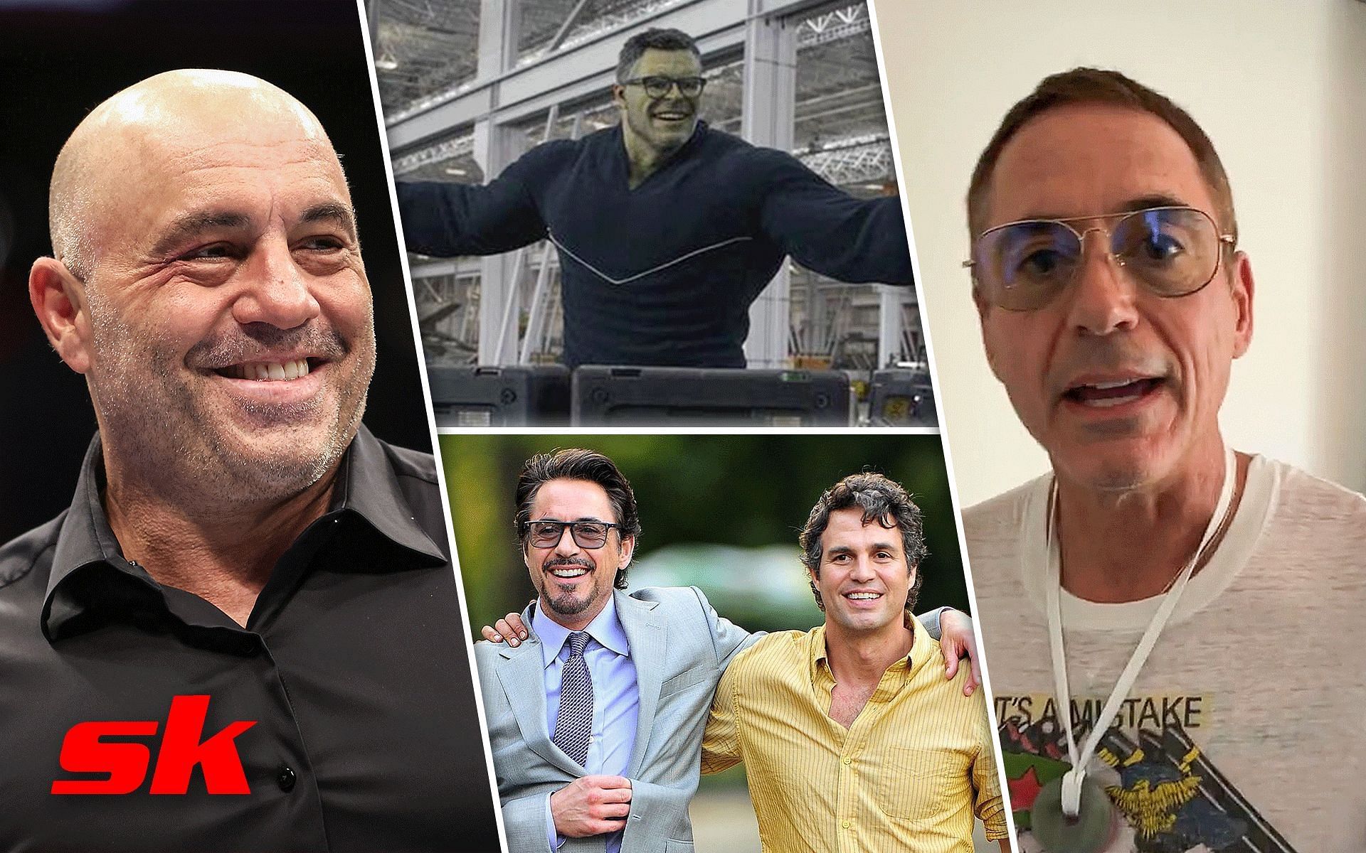 Joe Rogan (Left), The Hulk, Mark Ruffalo and Robert Downey Jr. (Middle), Robert Downey Jr. (Right) [Image courtesy: Getty, @markruffalo and @robertdowneyjr on Instagram]