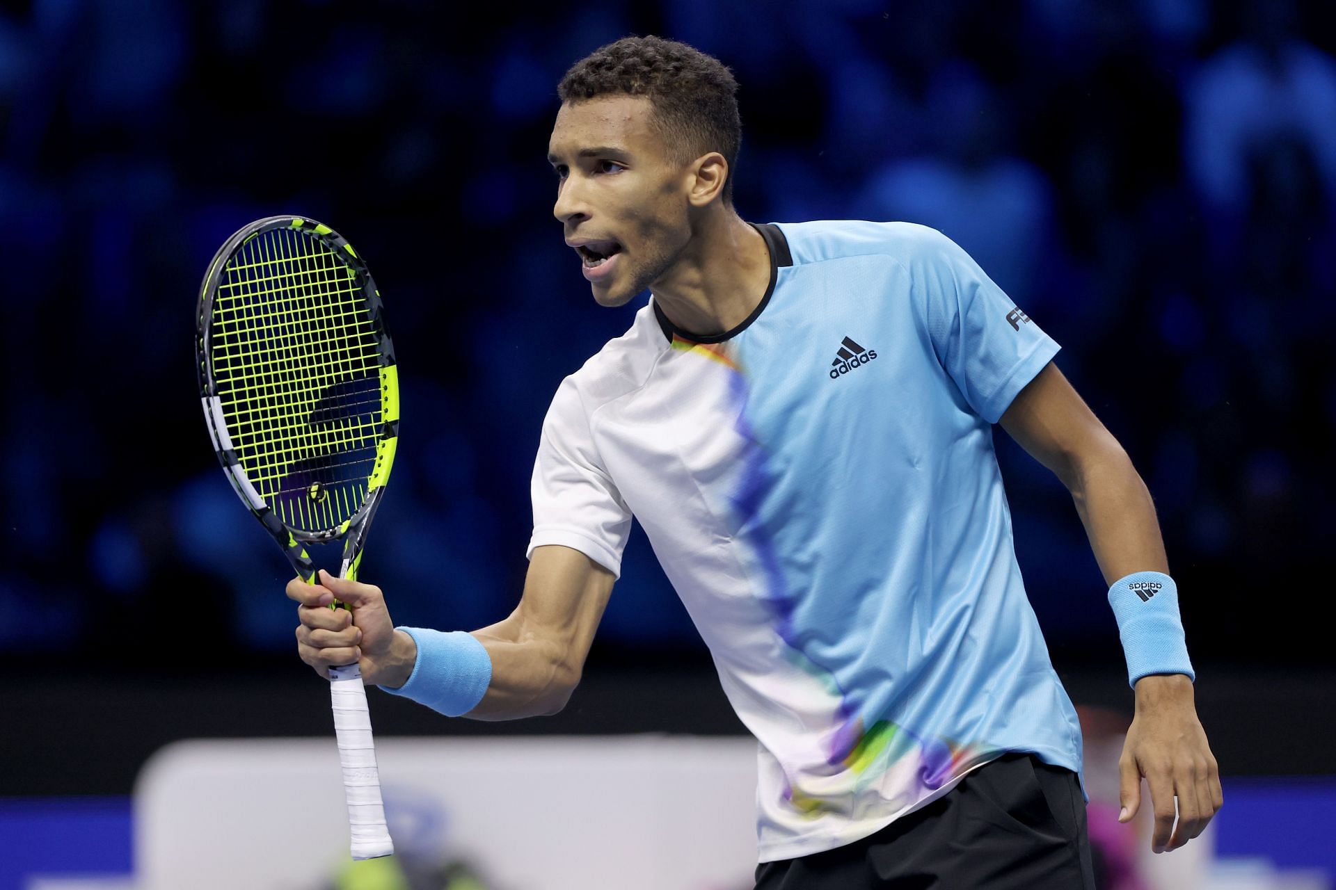 Felix Auger-Aliassime in action at the Nitto ATP Finals.