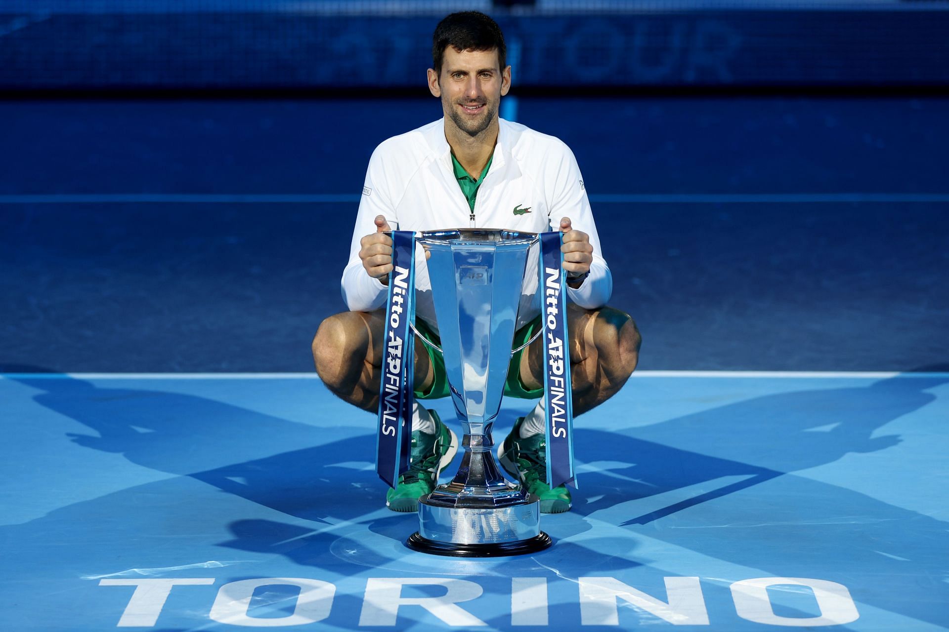 Djokovic with the 2022 Nitto ATP Finals trophy.