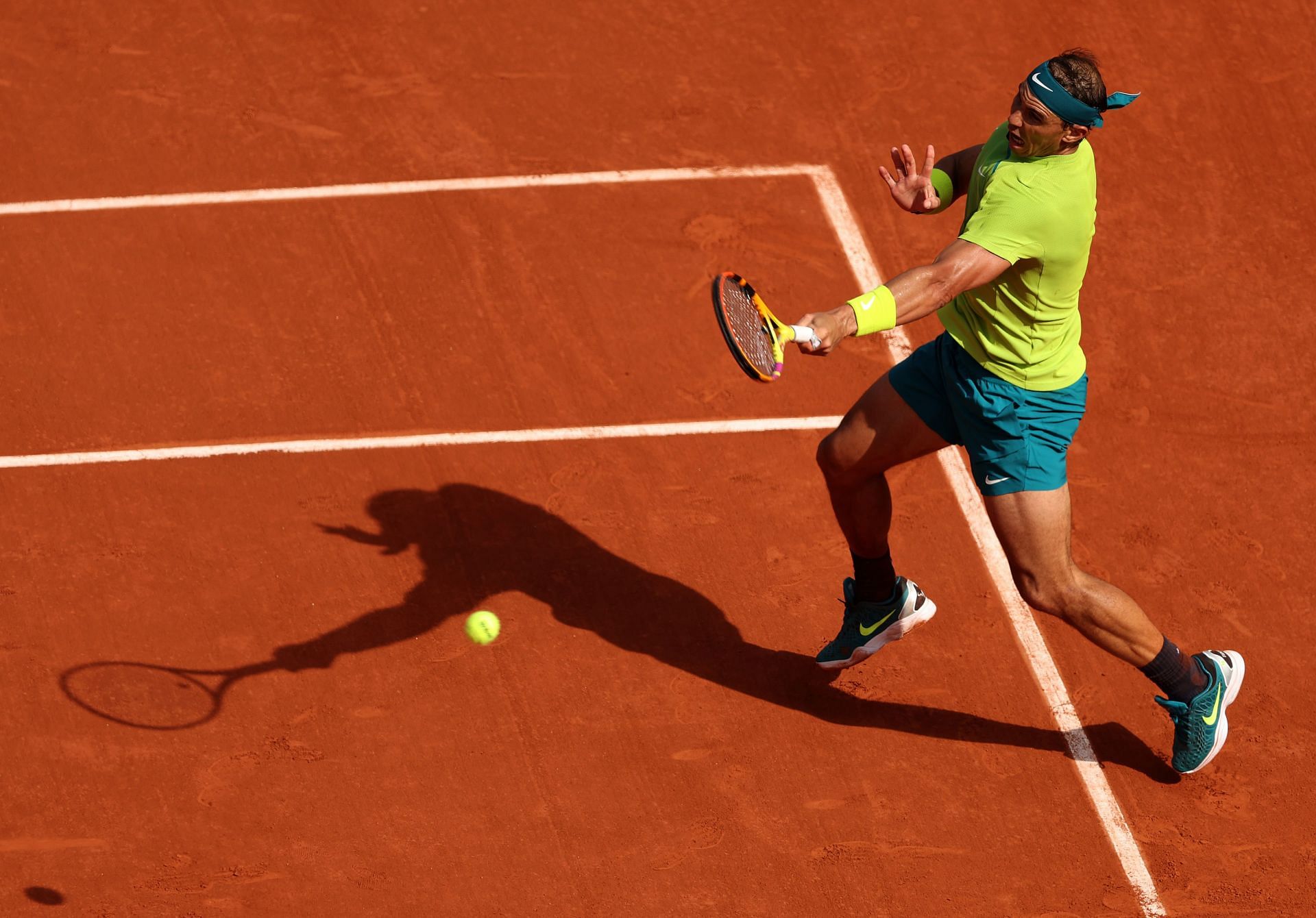 Rafael Nadal in action at the 2022 French Open