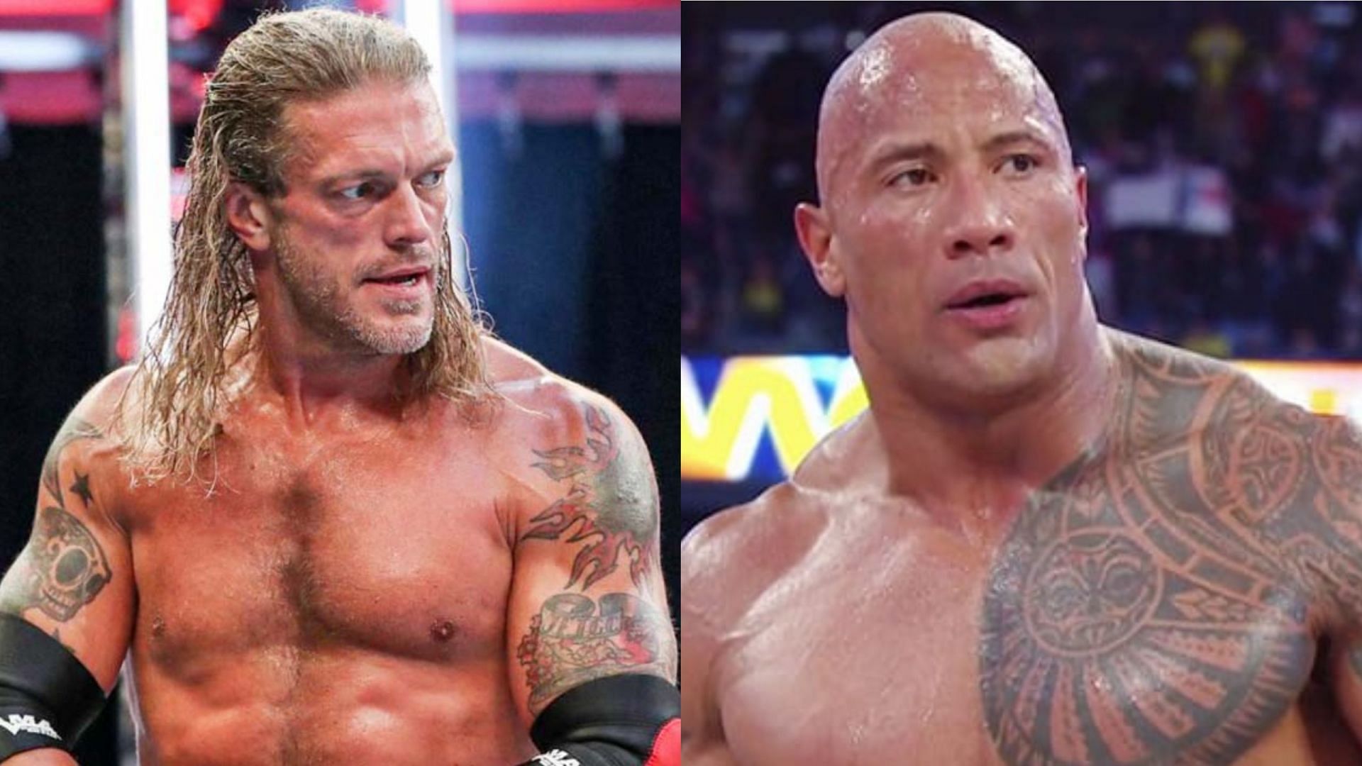 WWE Hall of Famer Edge (left); The Rock (right)