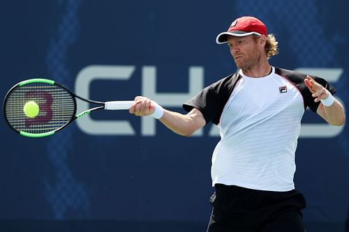 Dmitry Tursunov in action at the 2017 US Open.