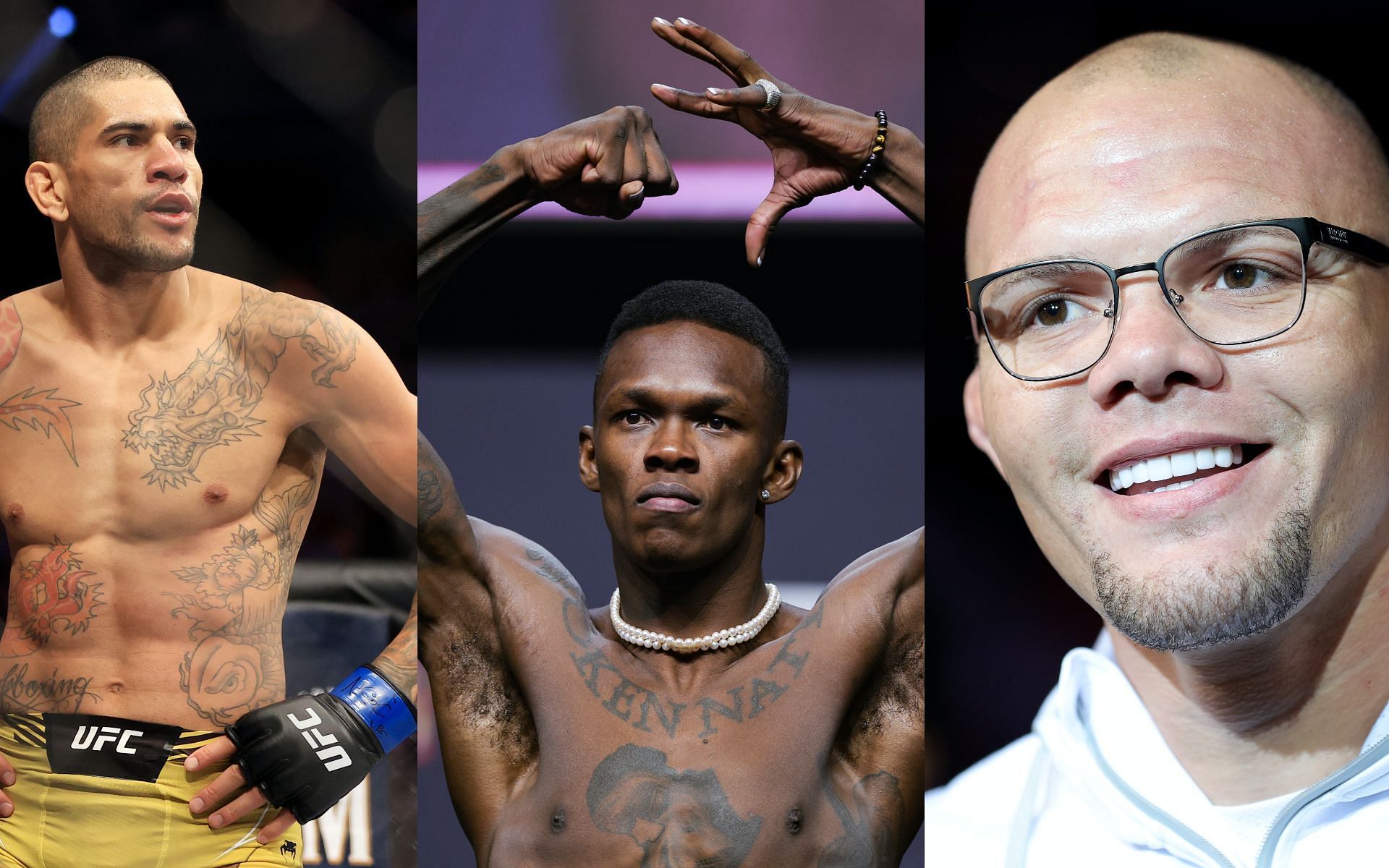 Alex Pereira (left), Israel Adesanya (middle) and Anthony Smith (right) [Image courtesy: Getty Images]