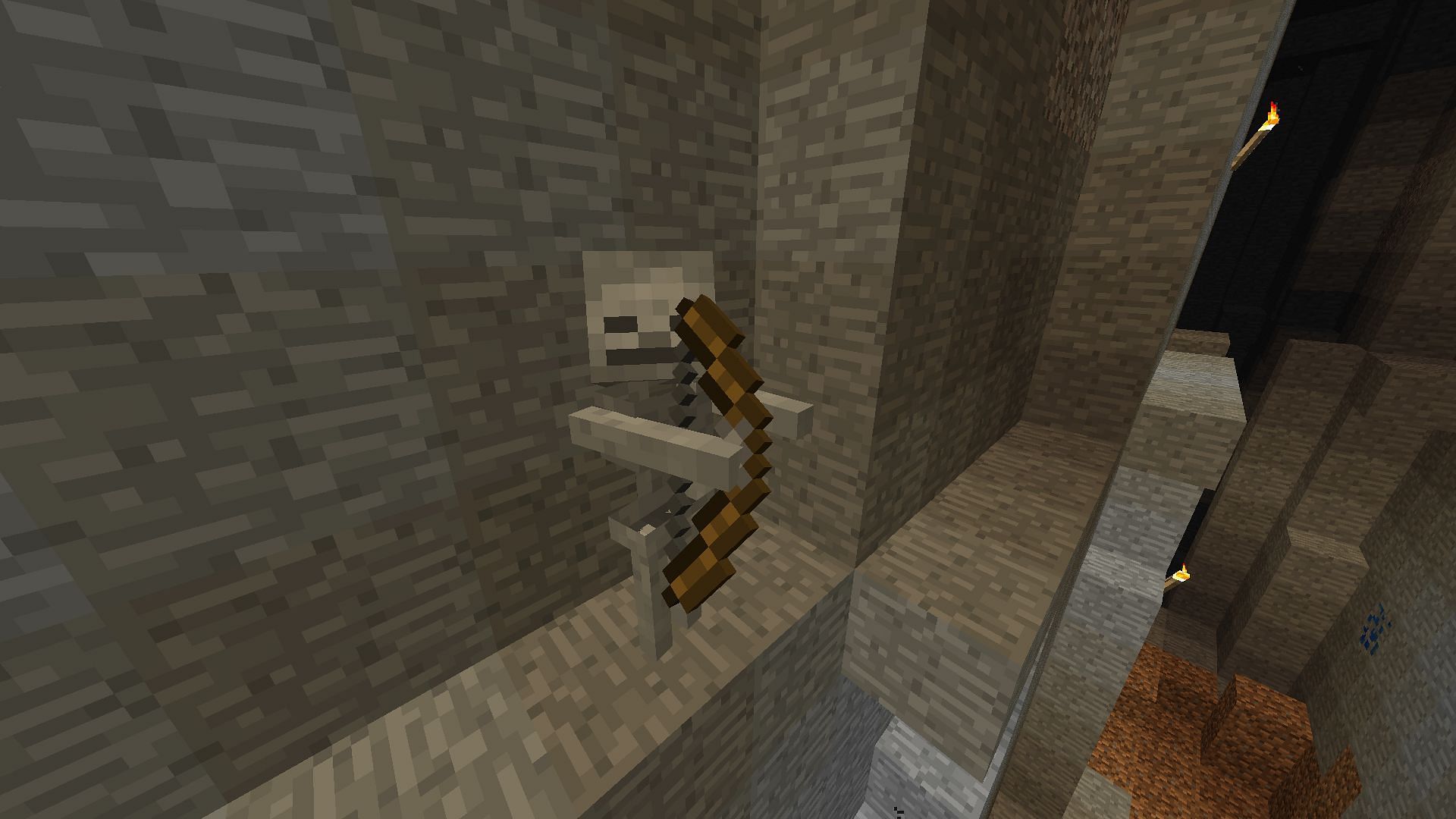 Skeleton in a ravine (Image via Mojang)