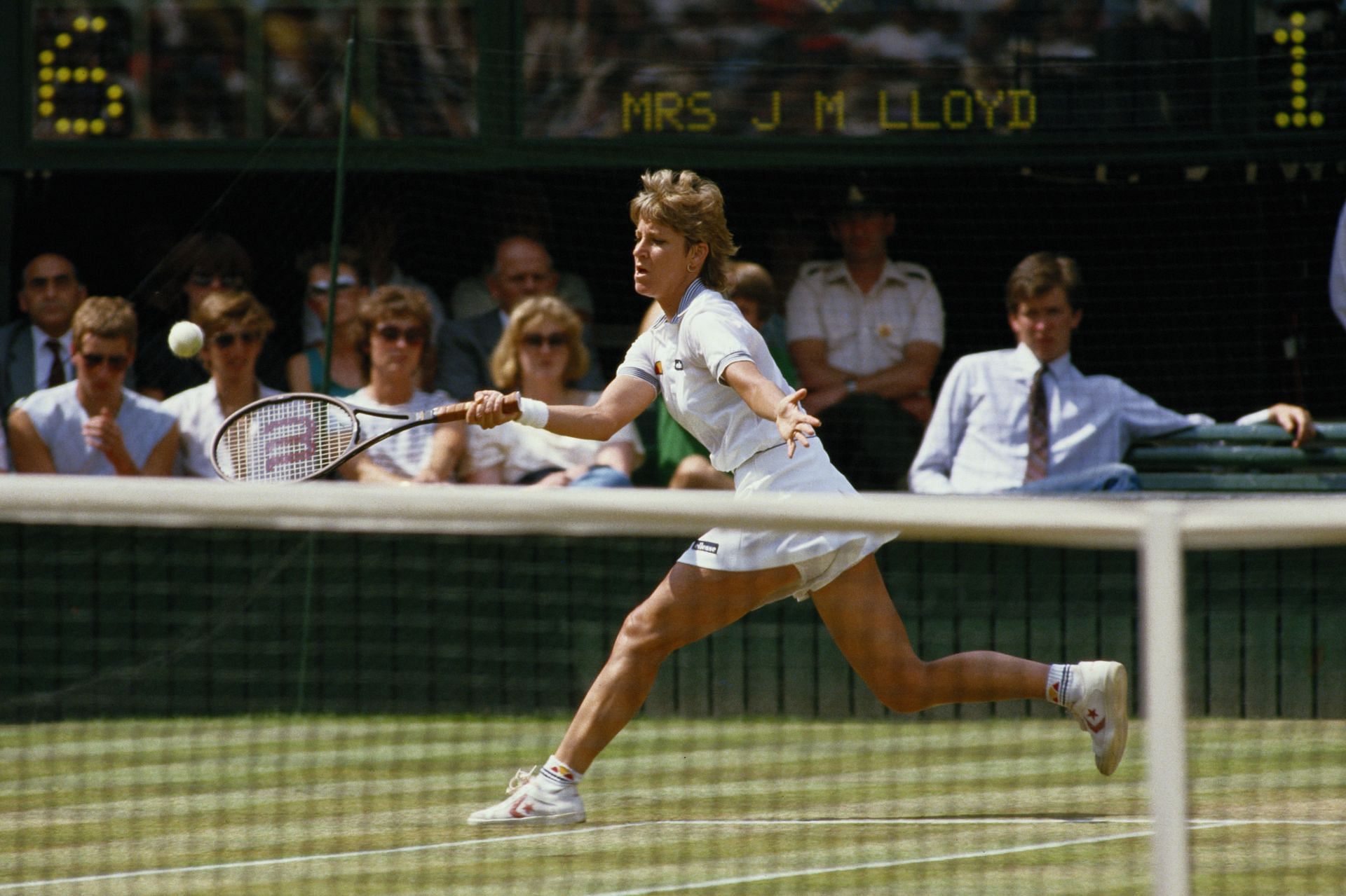 Chris Evert in action at Wimbledon in 1984