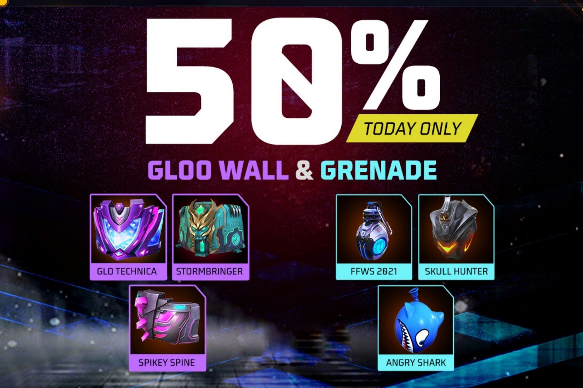 Gloo Wall and Grenade sale graphics in Free Fire MAX