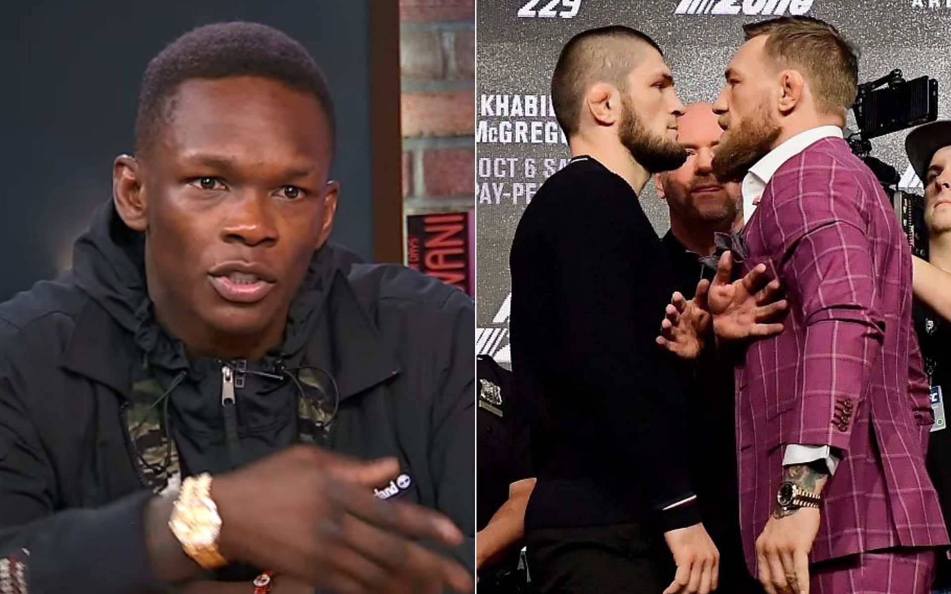 (L) Israel Adesanya {Photo credit: MMAFightingonSBN - YouTube} (R) UFC 229 press conference