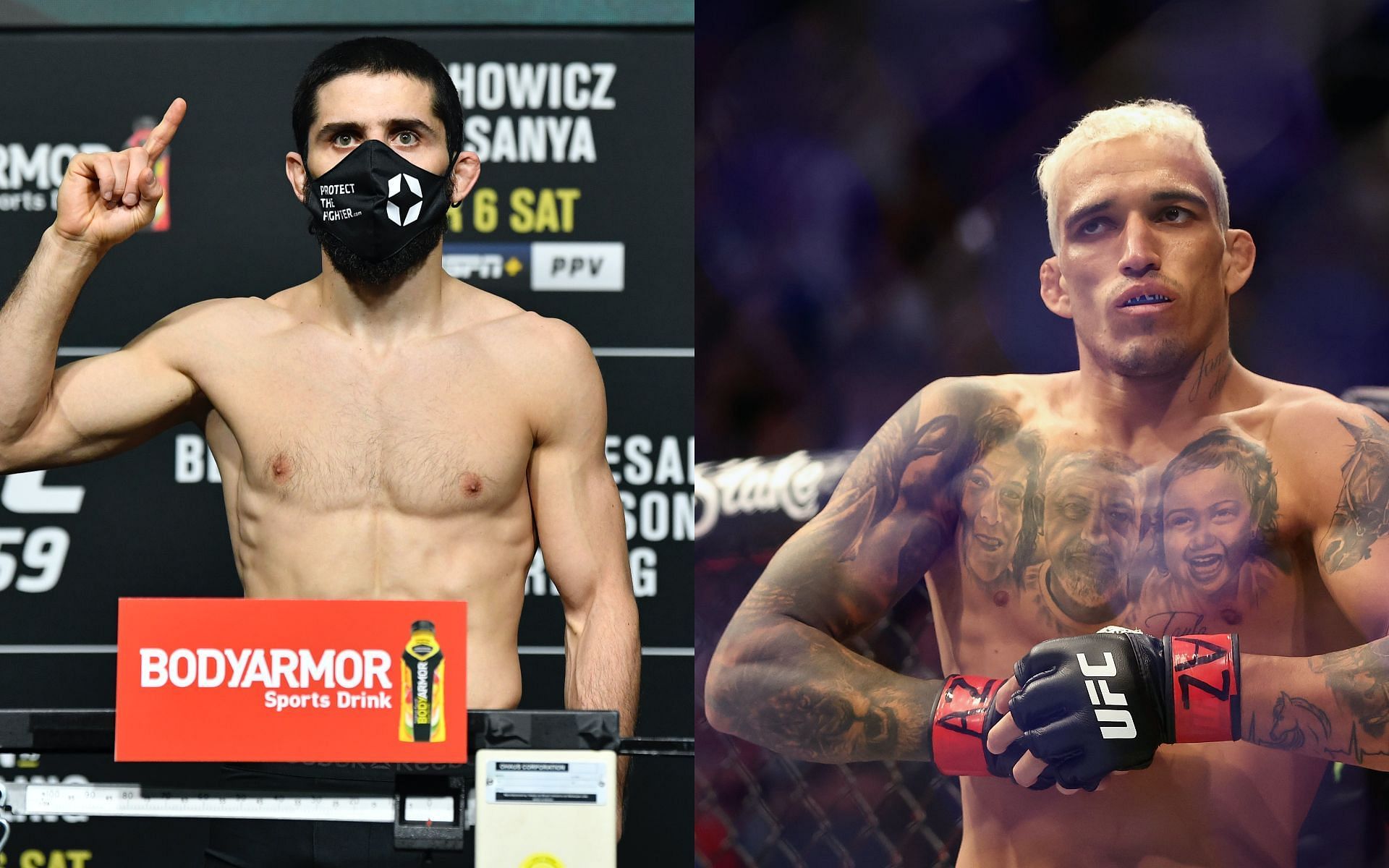 Islam Makhachev (left) and Charles Oliveira (right) [ Image courtesy: Getty Images]