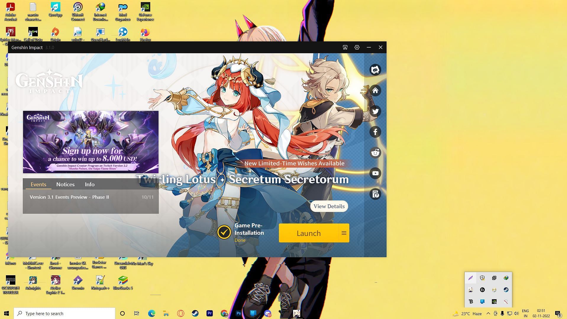 Genshin Impact PC launcher with pre-installation (Image via HoYoverse)