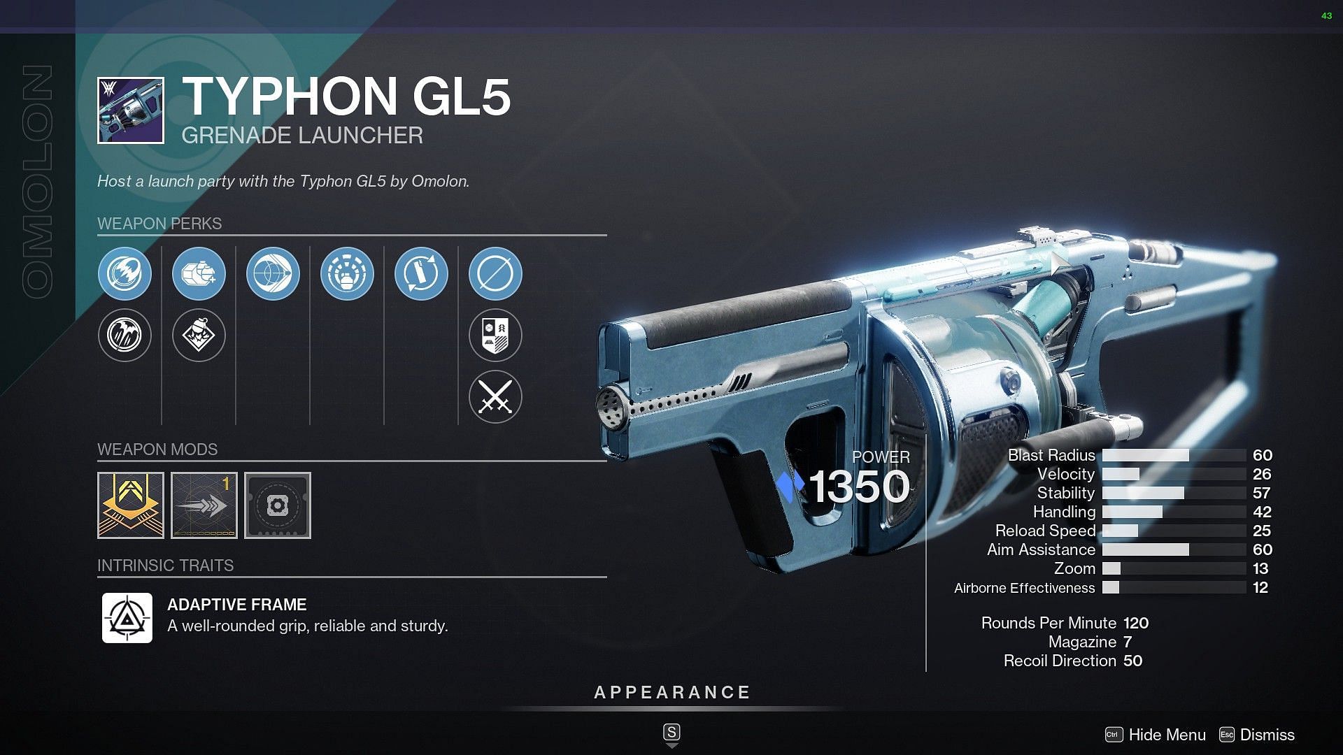 Typhon GL5 is for sale this week on Banshee (Image via Destiny 2)