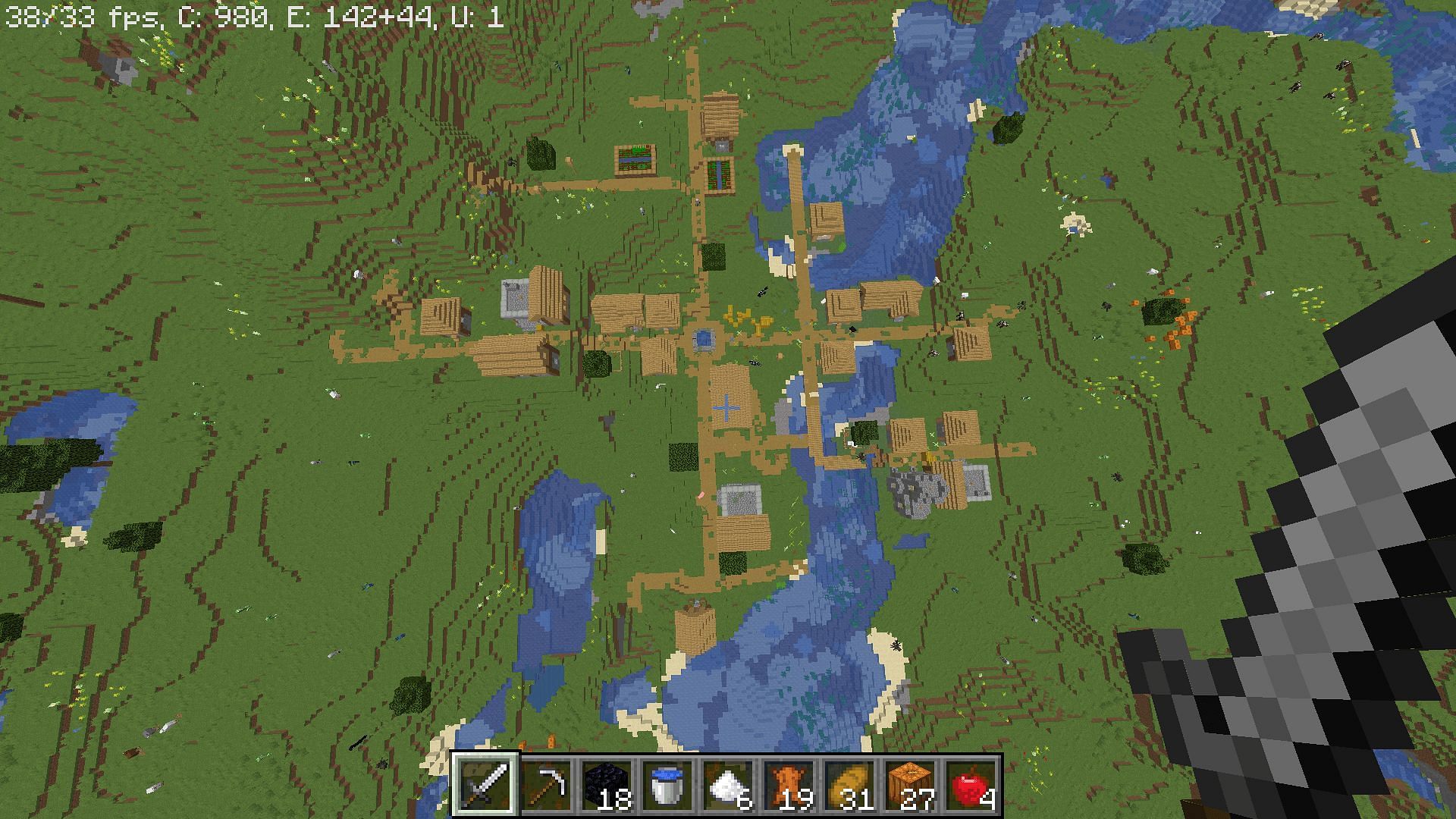 This seed provides a triple blacksmith village if players are willing to venture to it (Image via u/slaninka120/Reddit)