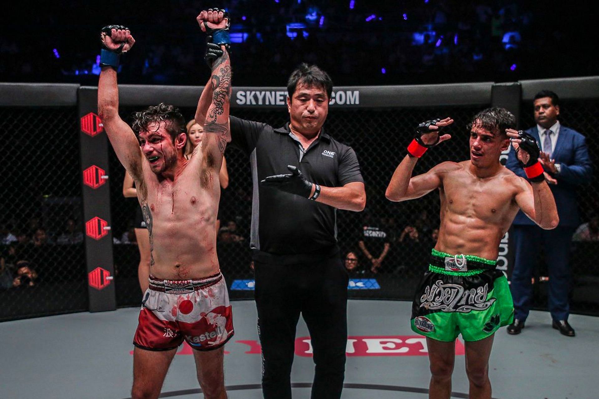 Josh Tonna (left) celebrates his win over Joseph Lasiri (right). [Photo ONE Championship]