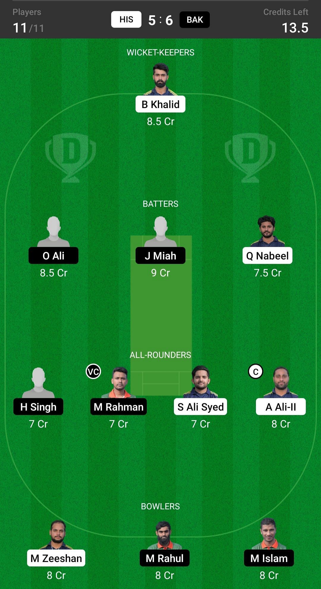 Bangladesh Kings vs Hira Sabadell Fantasy suggestion #1