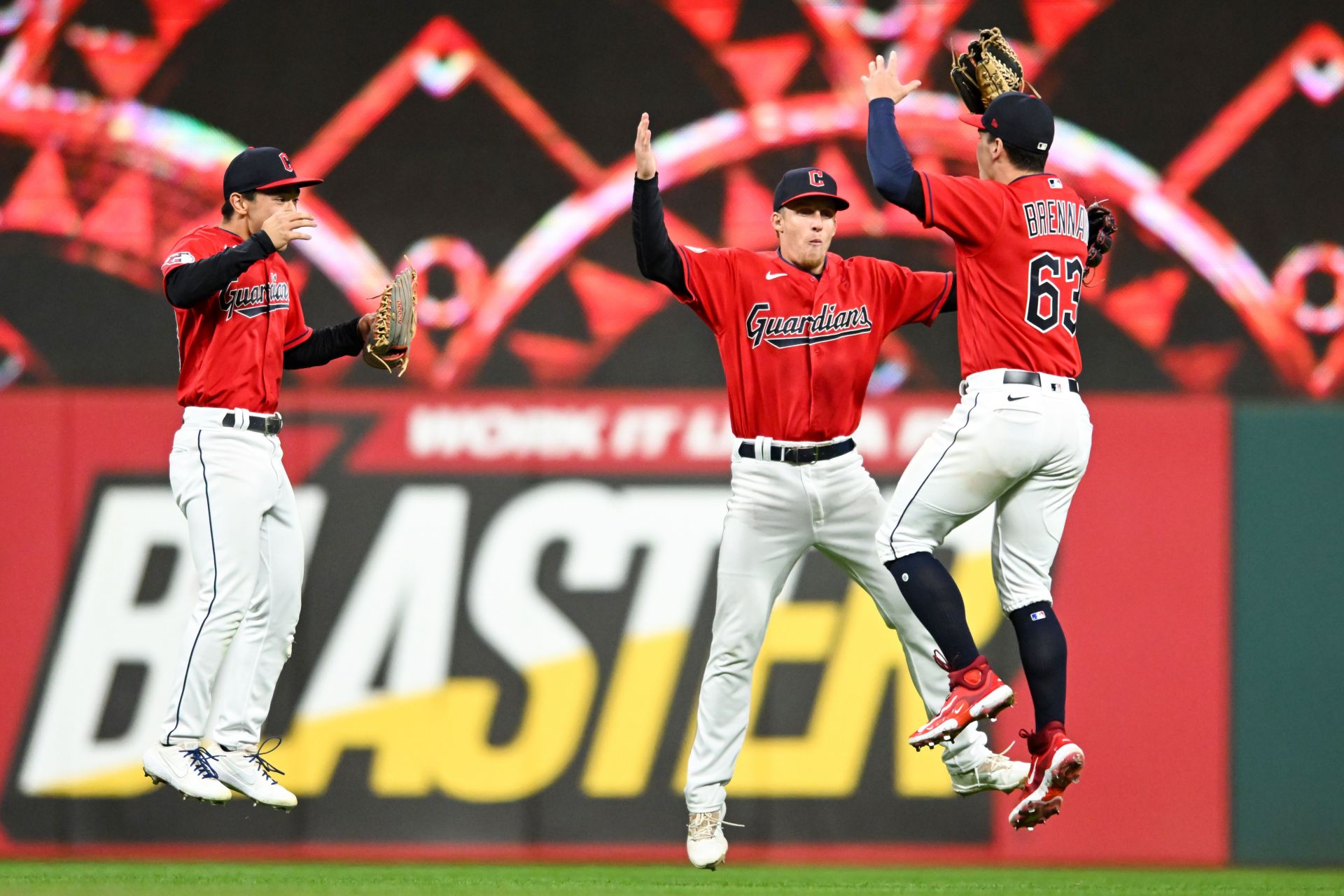 Rookie Steven Kwan (left) and Myles Straw (center) took home Gold Glove Awards.