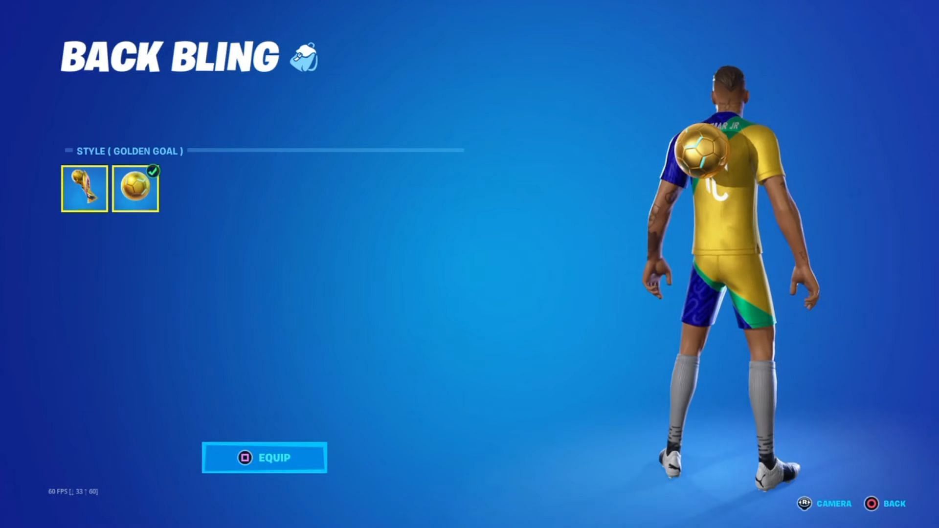 Neymar&#039;s back bling has to be equipped as well (Image via Epic Games)