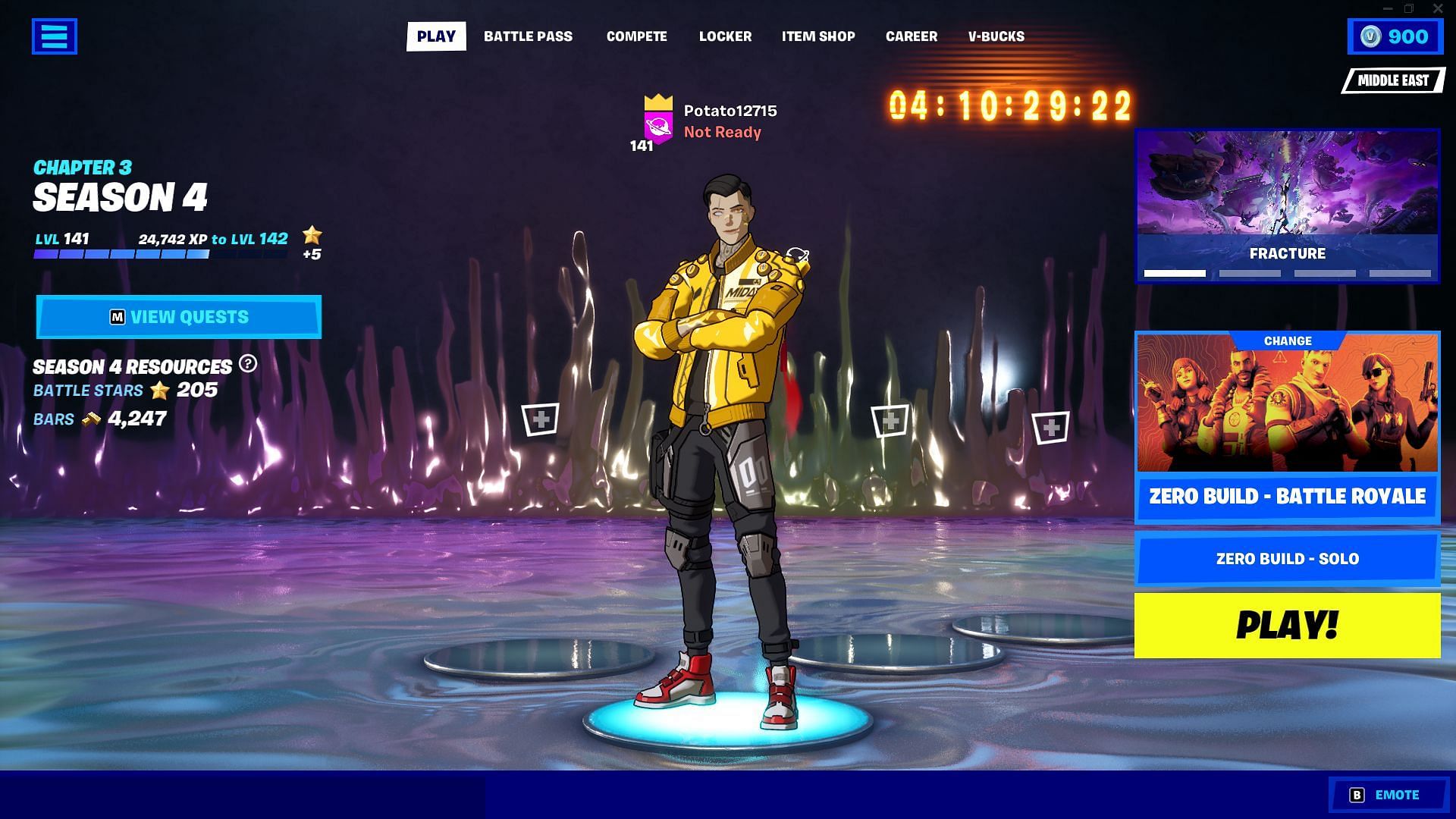 The number of gold bars you have can be seen on the left-hand side of the screen (Image via Epic Games)