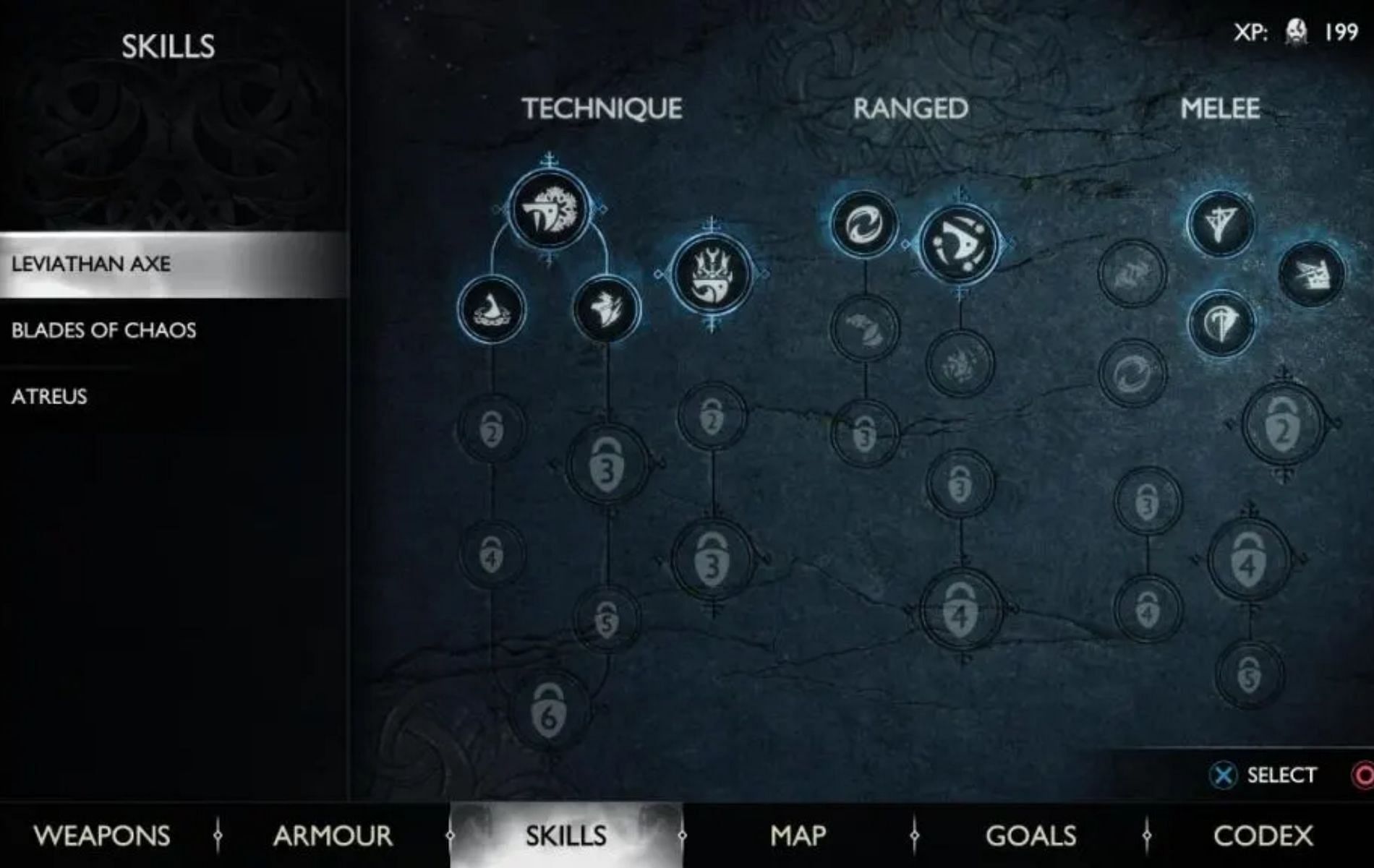 The view of the revamped skill tree system in God of War Ragnarok (Image via Santa Monica Studio)