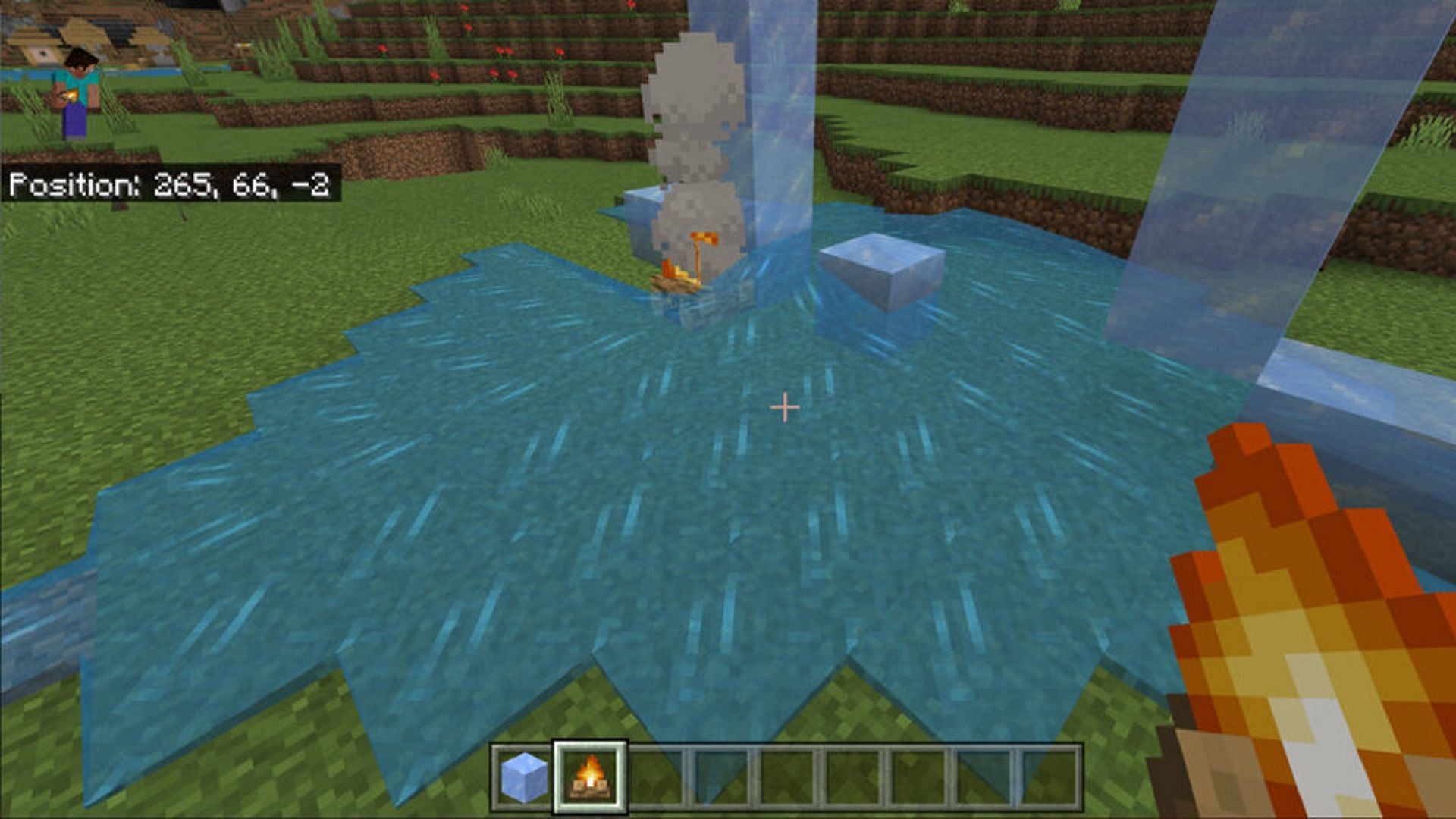 Light sources will keep water from freezing in Minecraft (Image via Mojang)