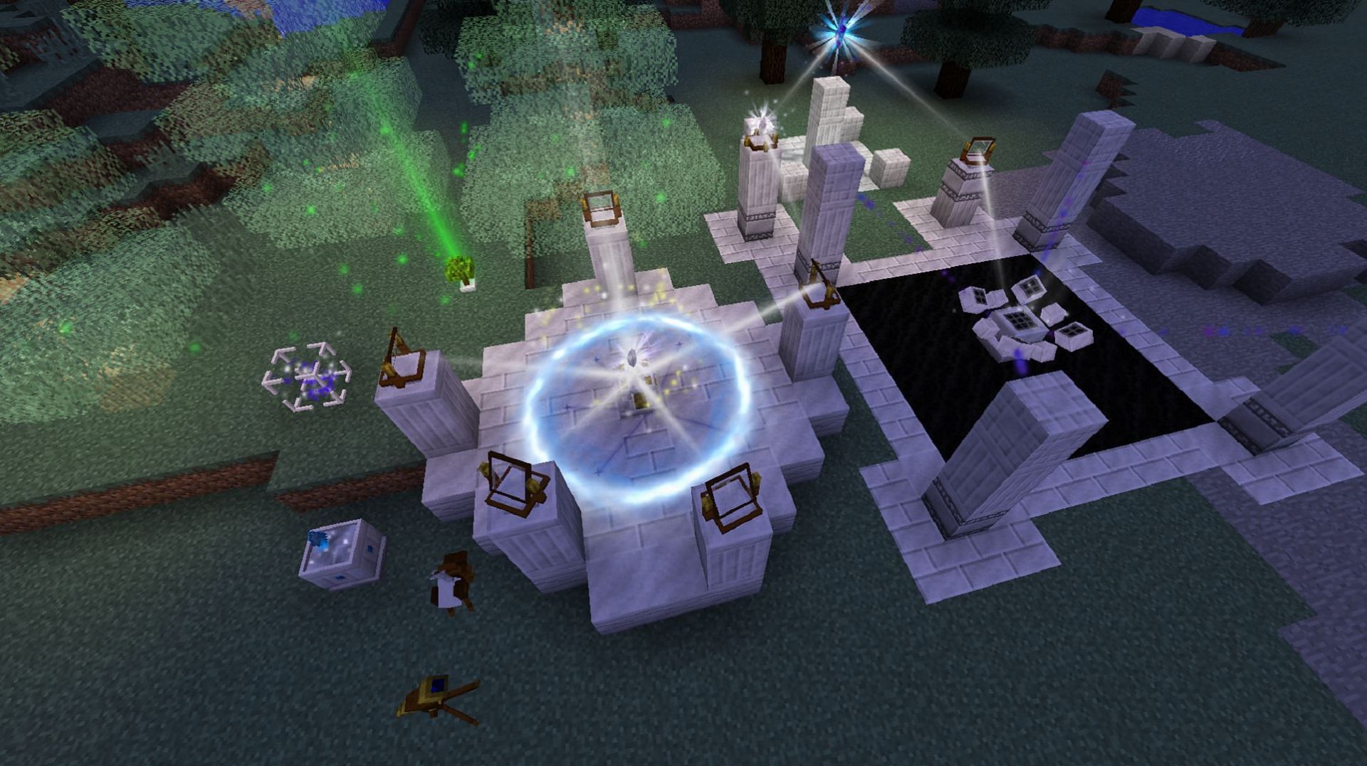 Various structures that can be built in Astral Sorcery (Image via HellFirePvP/CurseForge)
