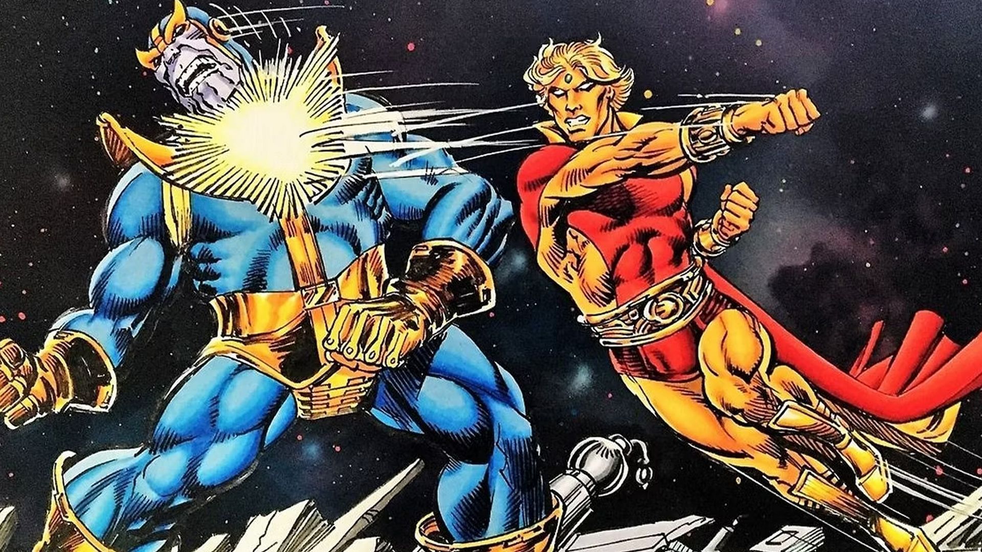 Thanos and Adam Warlock in Infinity [1990] (Image via Marvel)