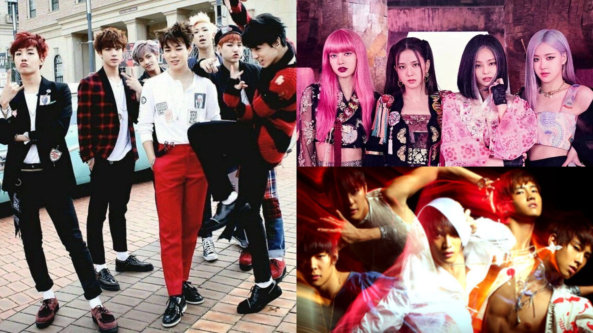 Some controversial K-pop songs feature well-known groups that had to make changes to the audience. (Images via Twitter/ @T4EHYUNGSE0K, @npomvtt, and @houseoftvxq)