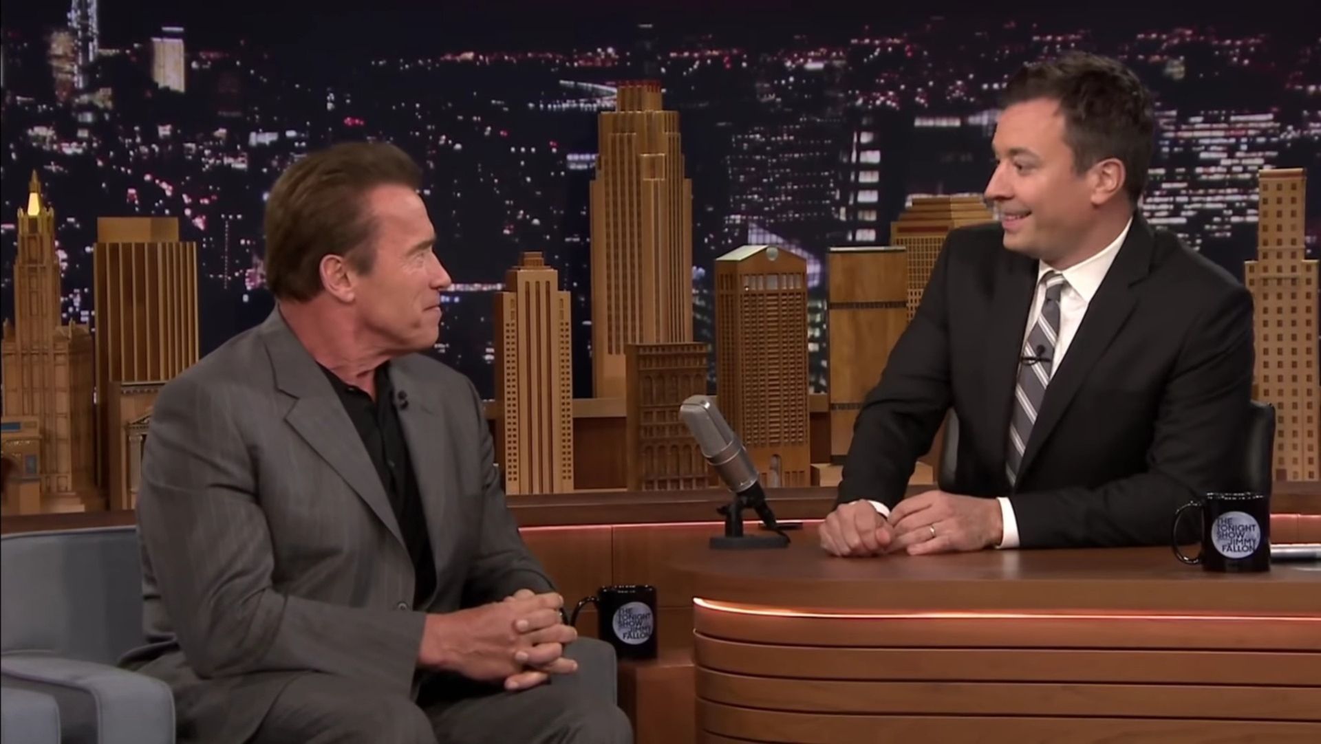 Arnold Schwarzenegger and Jimmy Fallon (Image via The Tonight Show Starring Jimmy Fallon/YouTube)