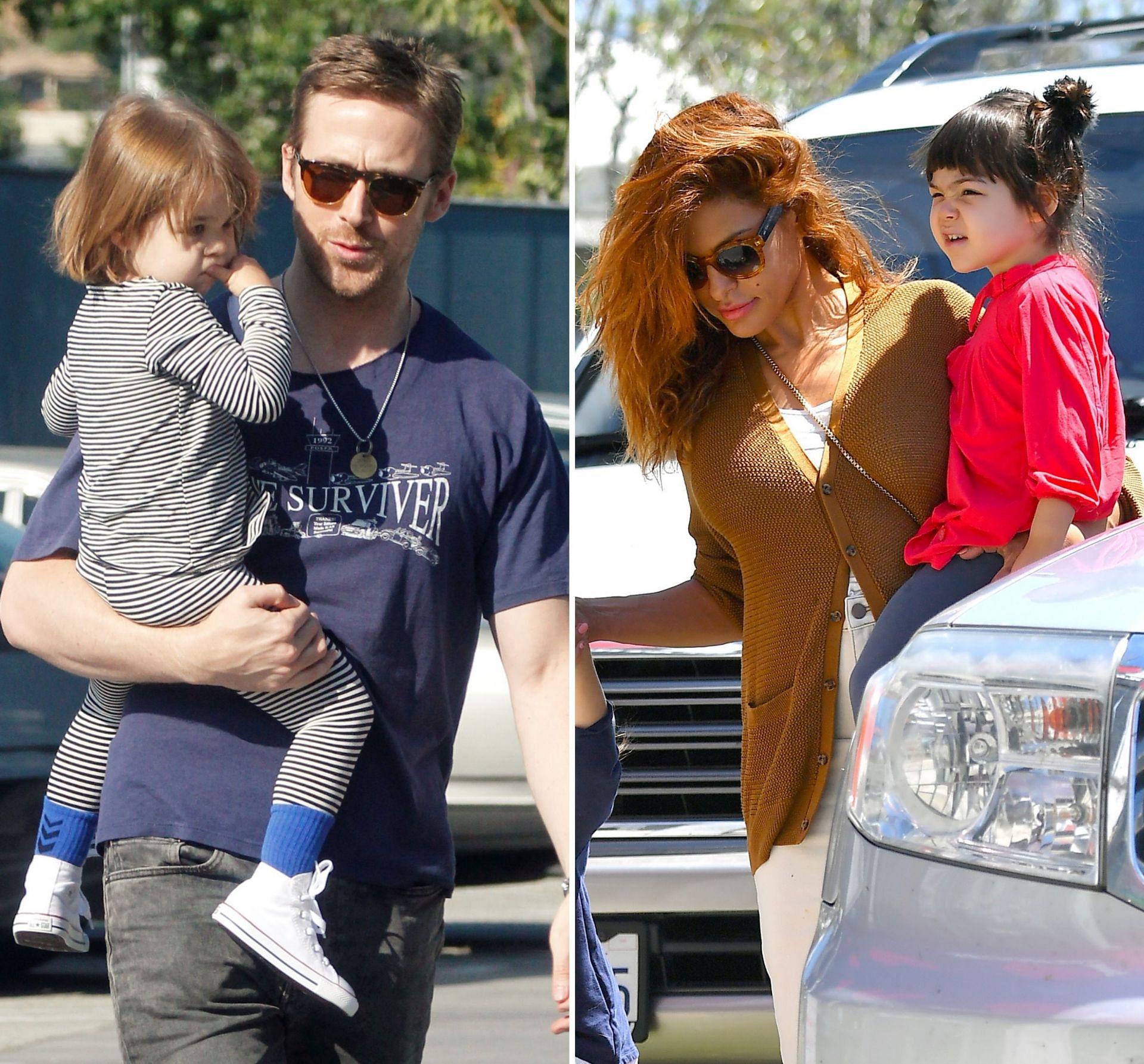 Mendes and Gosling with their two daughters (Image via Getty/Mega)