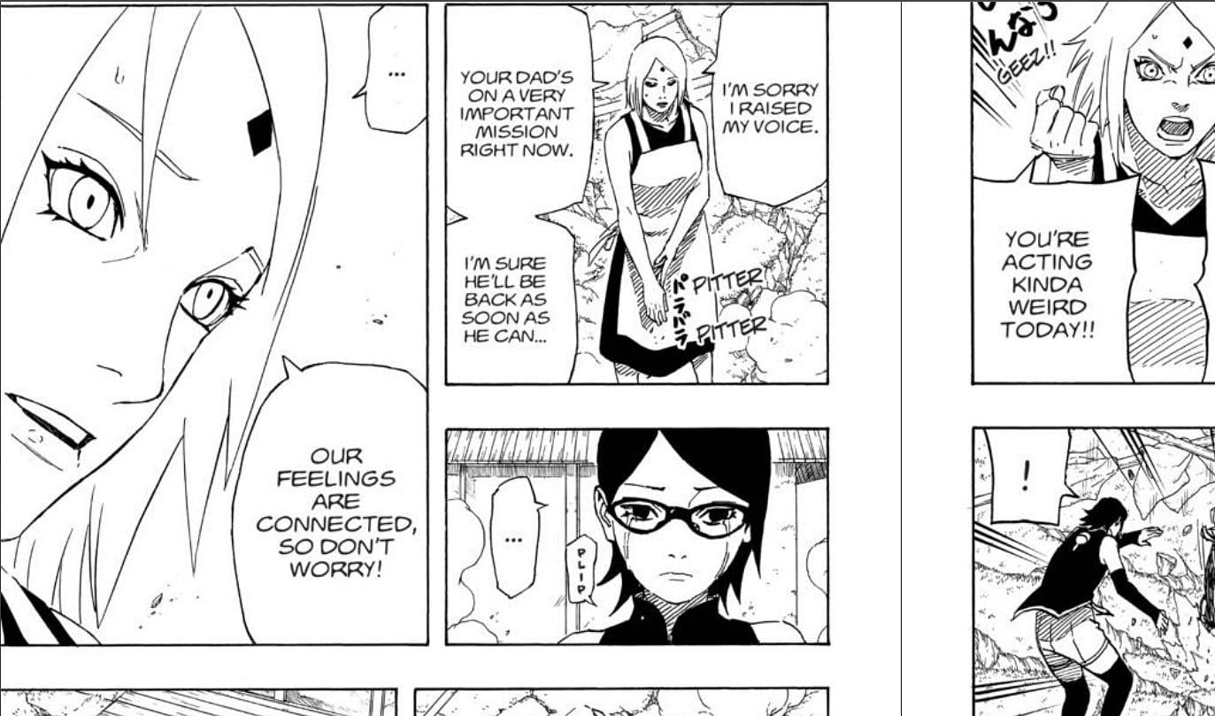 Sakura&#039;s reaction after Sarada&#039;s question (Image via Naruto)