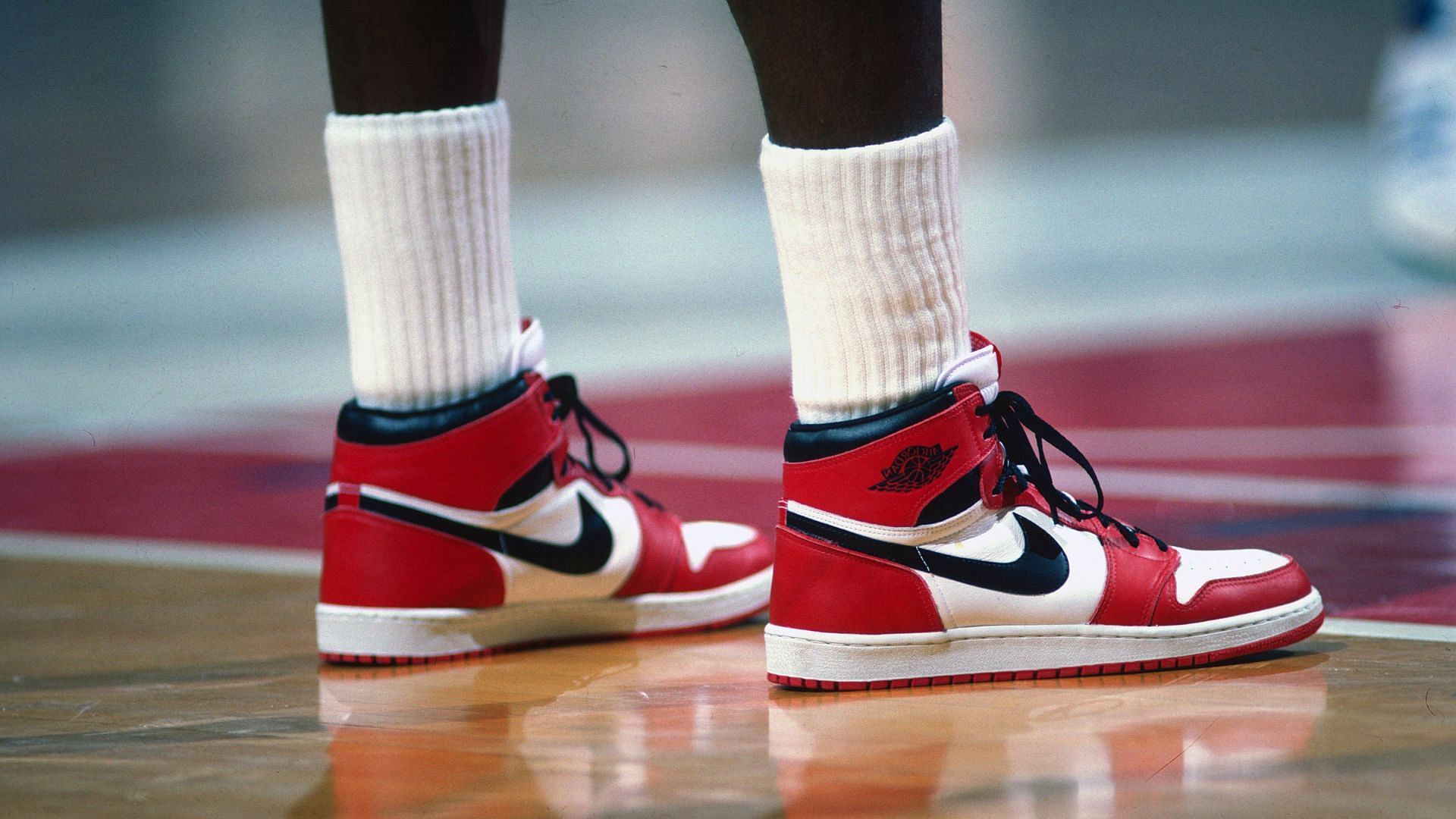 Michael Jordan debuting his Air Jordan shoes