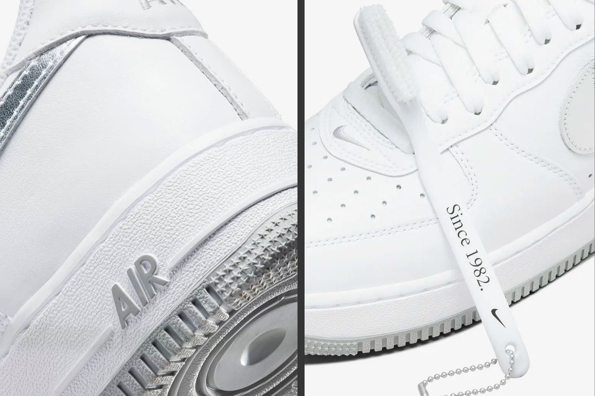 Take a closer look at the heels and the cleaning brush offered with the Nike Air Force 1 shoes (Image via Nike)