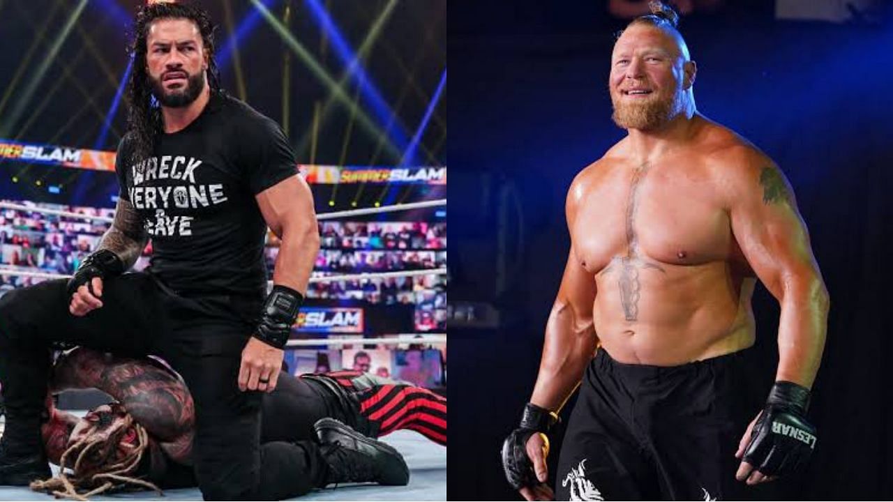 अनडिस्प्यूटेड WWE यूनिवर्सल चैंपियन रोमन रेंस और ब्रॉक लैसनर 