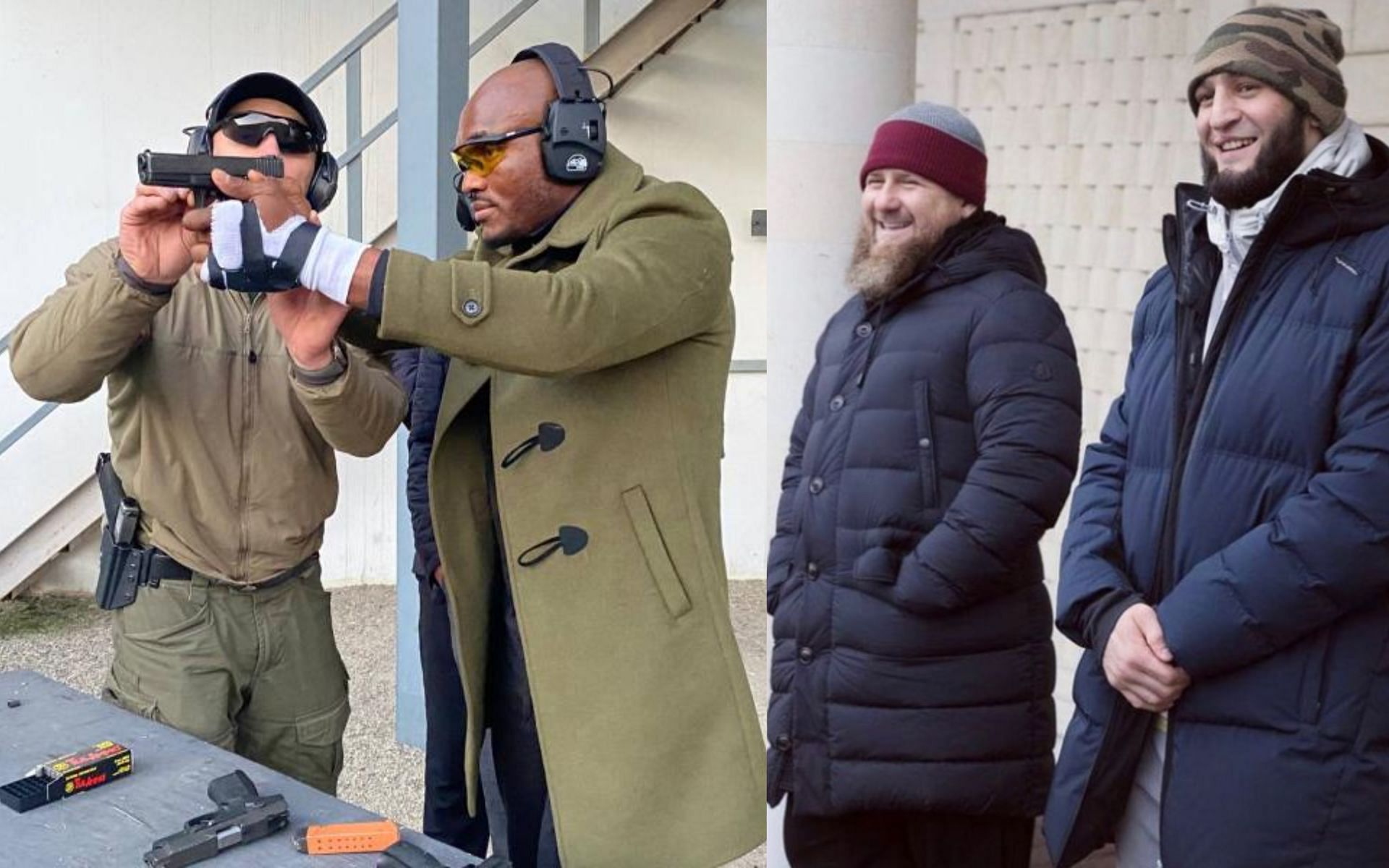 Kamaru Usman (left - via Karim Zidan), Ramzan Kadyrov with Khamzat Chimaev (via @khamzat_chimaev)